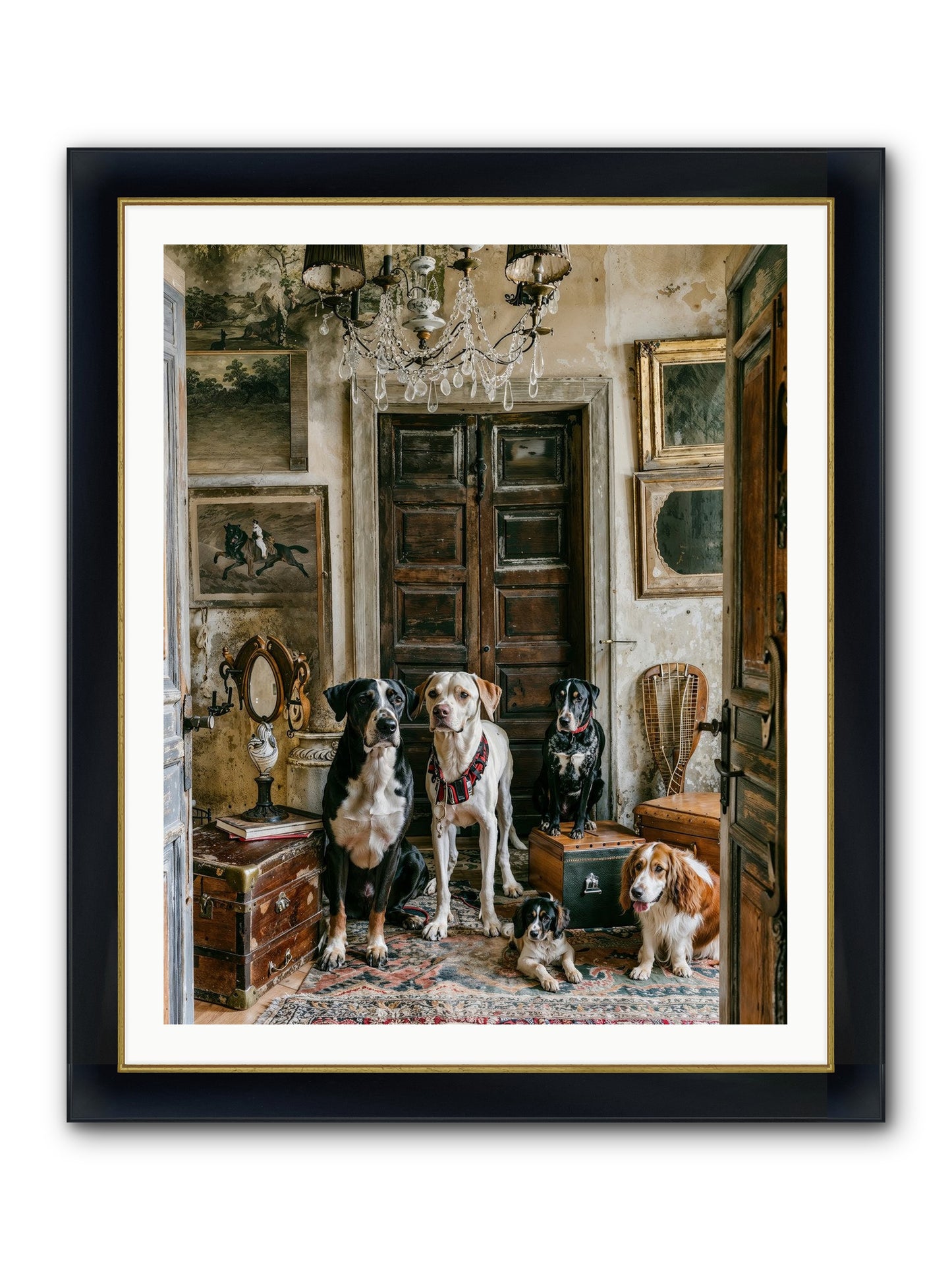 The Luxe Leash League Framed Print - Wide Black w/Gold 32x40