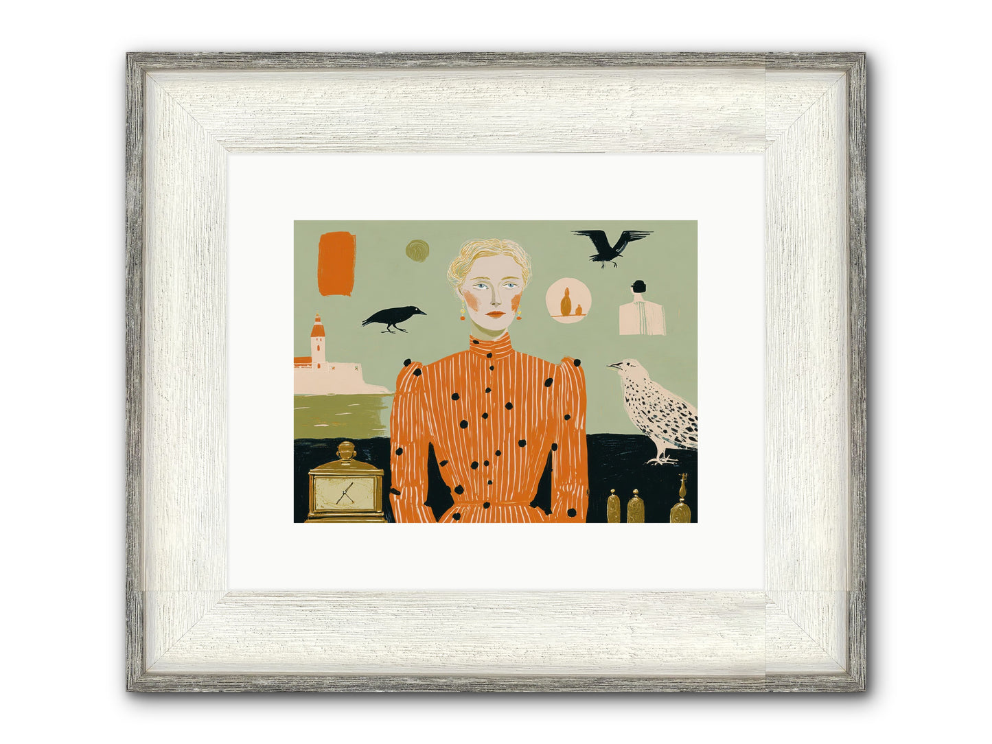 The Magpie's Treasury Framed Print - Driftwood White 12x9