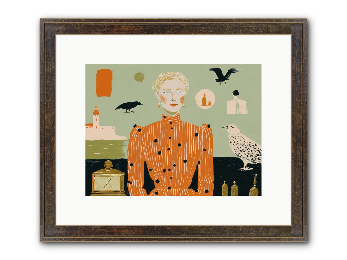 The Magpie's Treasury Framed Print - Slimwoods Black/Gold 12x9