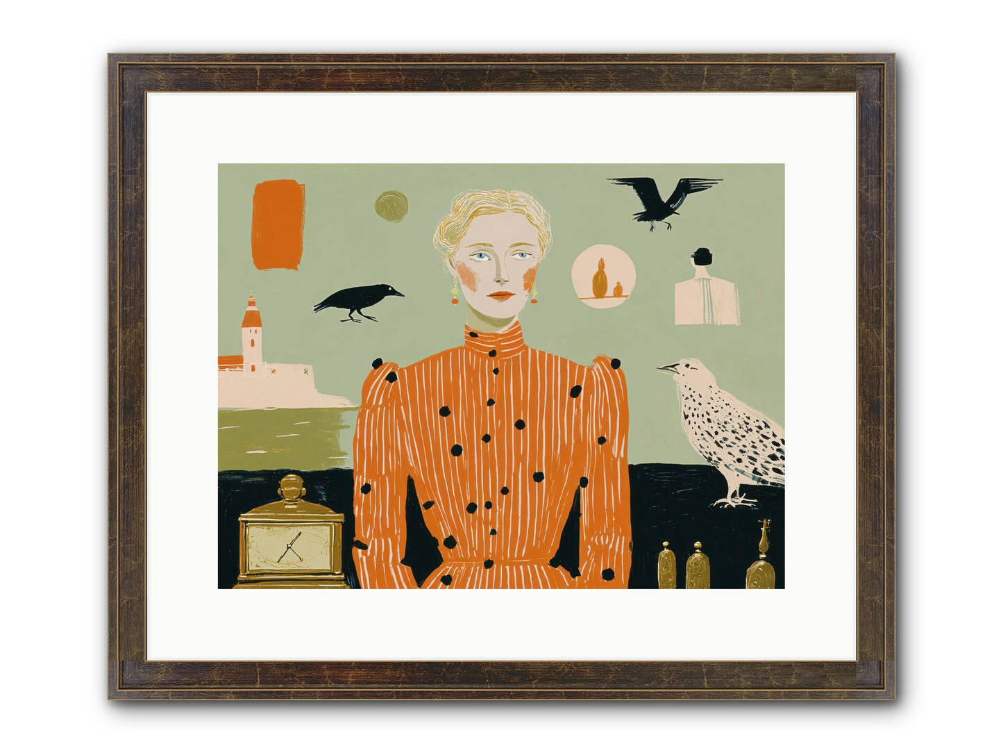 The Magpie's Treasury Framed Print - Slimwoods Black/Gold 16x12