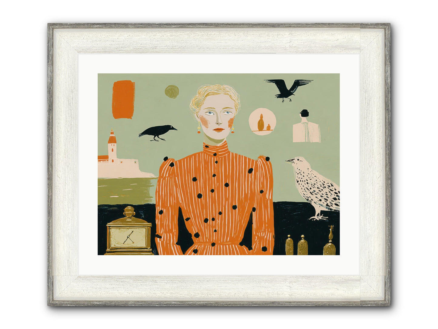 The Magpie's Treasury Framed Print - Driftwood White 24x18