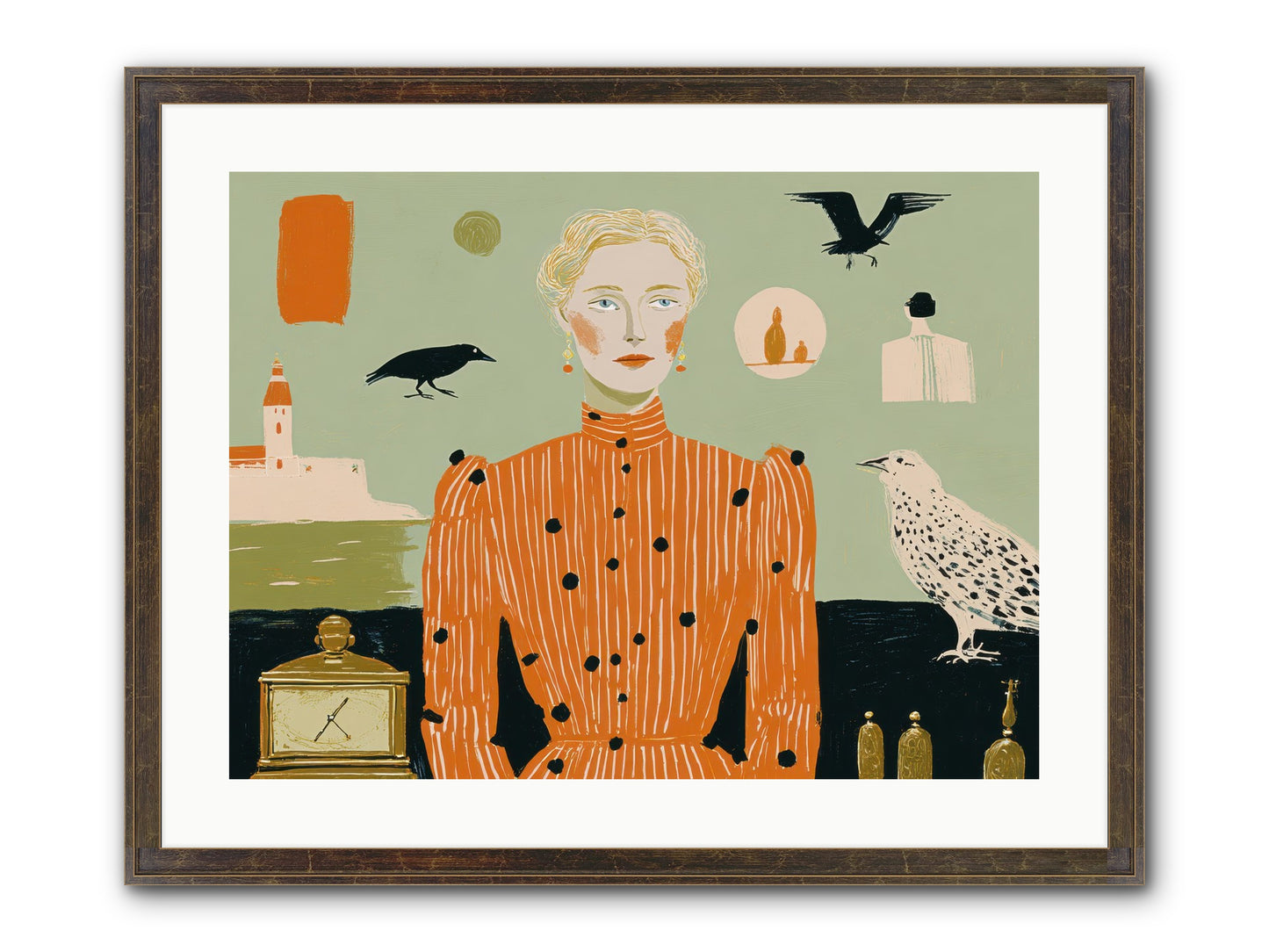 The Magpie's Treasury Framed Print - Slimwoods Black/Gold 24x18