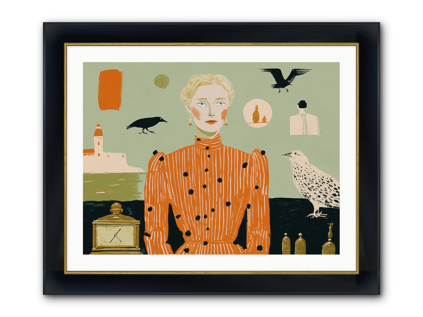 The Magpie's Treasury Framed Print - Wide Black w/Gold 32x24