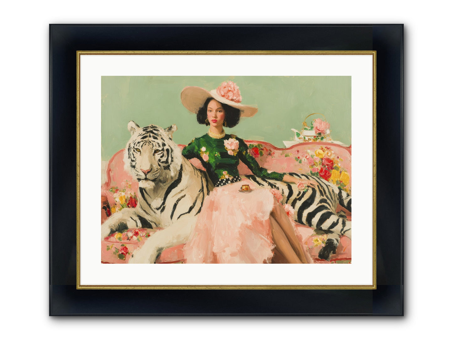 The Marigold Quill Framed Print - Wide Black w/Gold 24x18