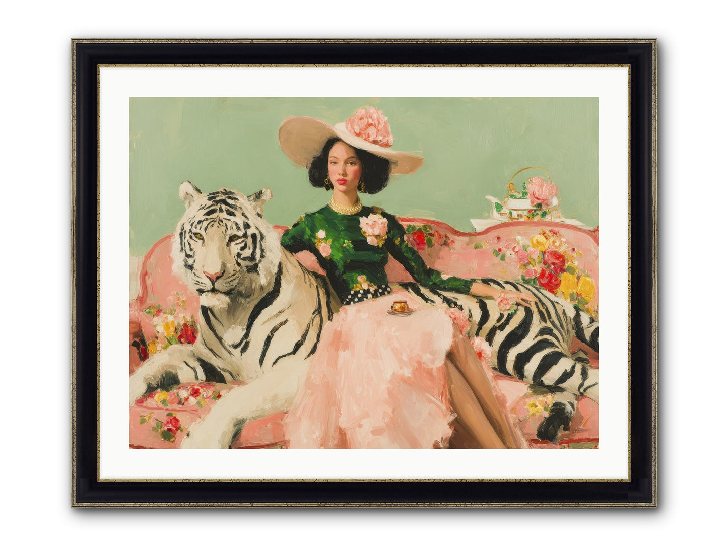 The Marigold Quill Framed Print - Black & Gold 32x24