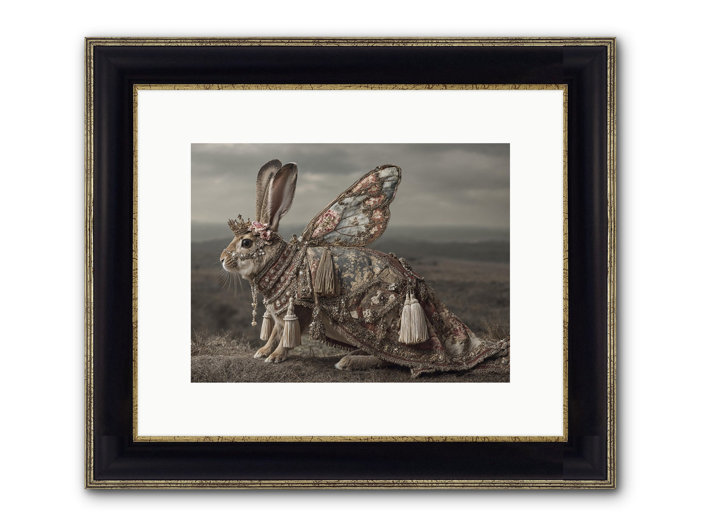 The Meadow At Nightfall Framed Print - Black & Gold 12x9