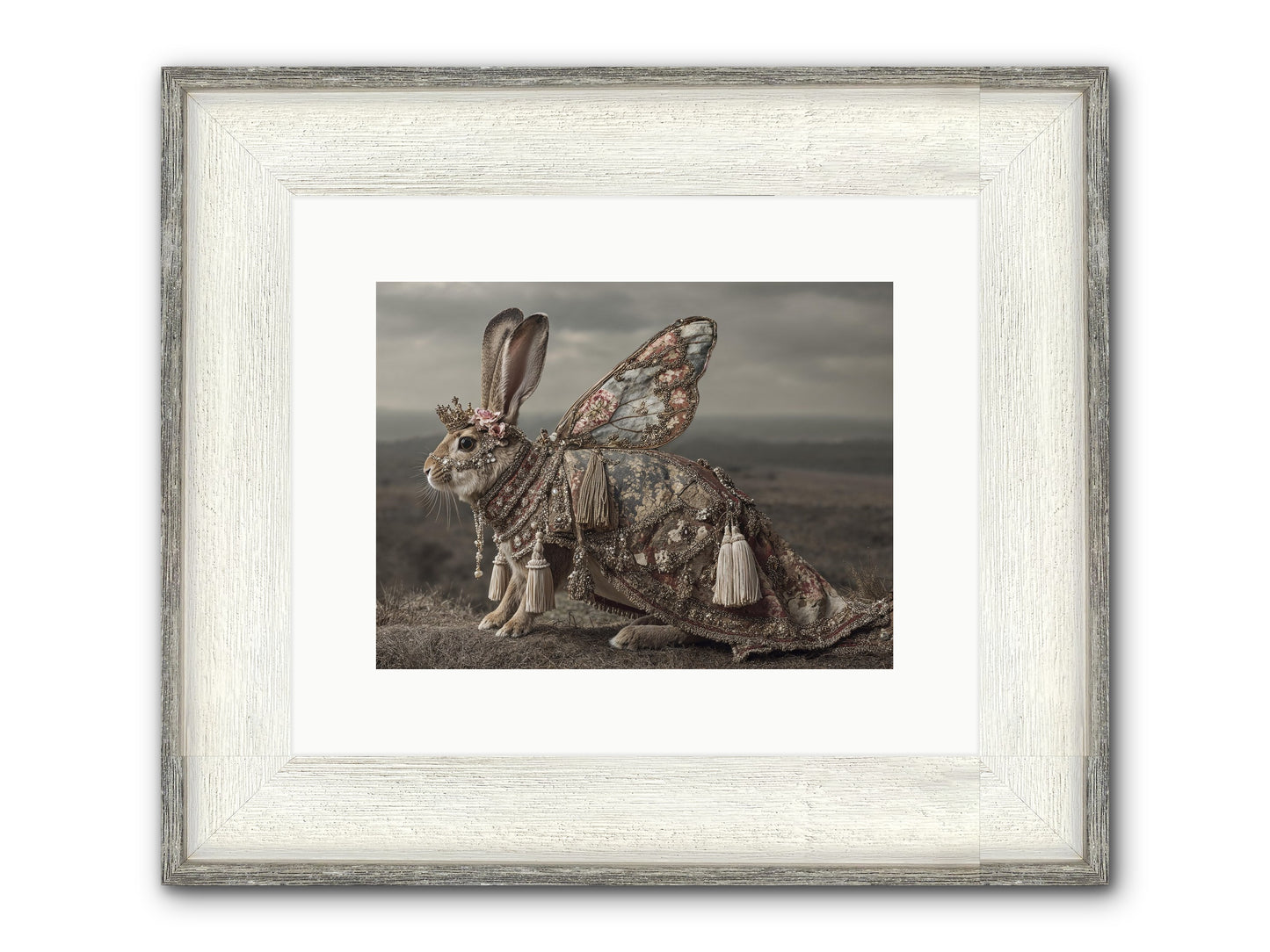The Meadow At Nightfall Framed Print - Driftwood White 12x9