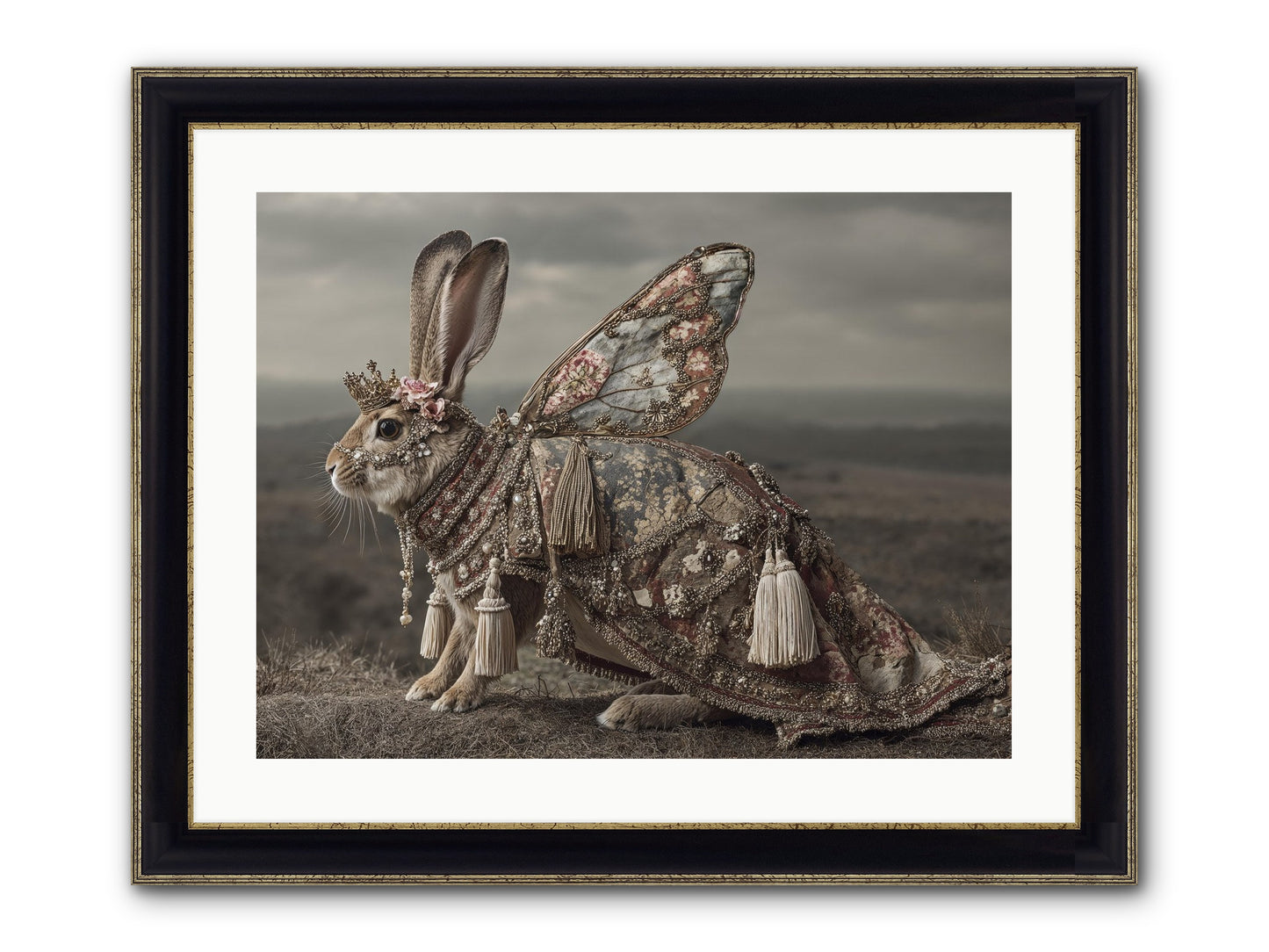 The Meadow At Nightfall Framed Print - Black & Gold 24x18