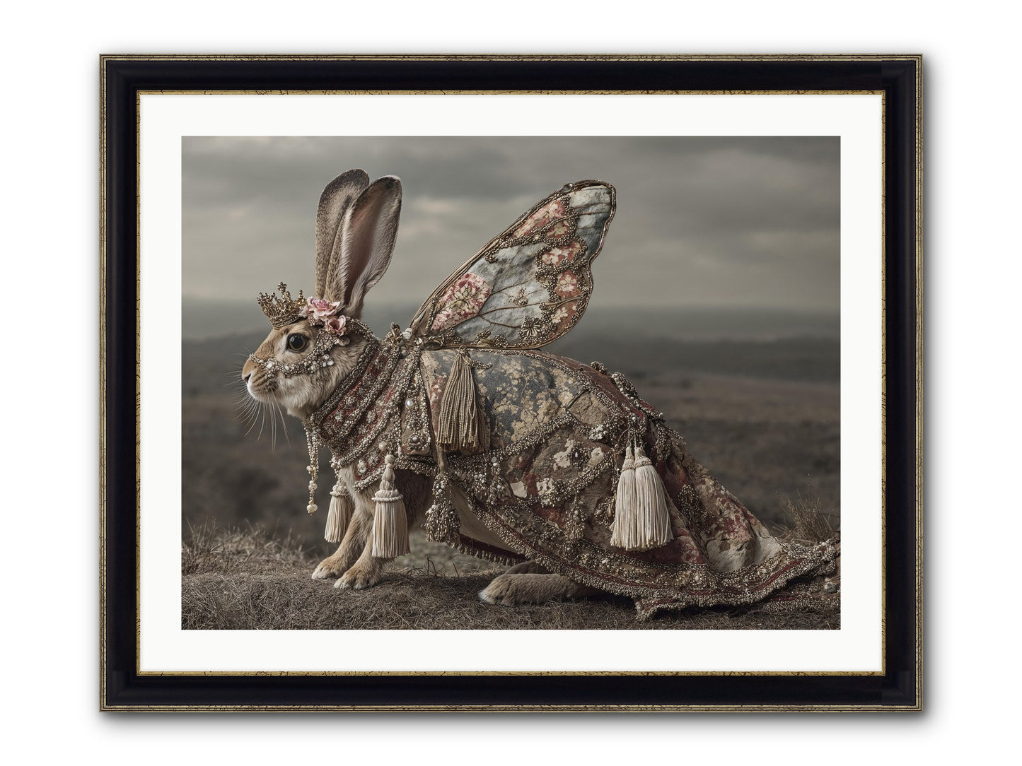 The Meadow At Nightfall Framed Print - Black & Gold 32x24