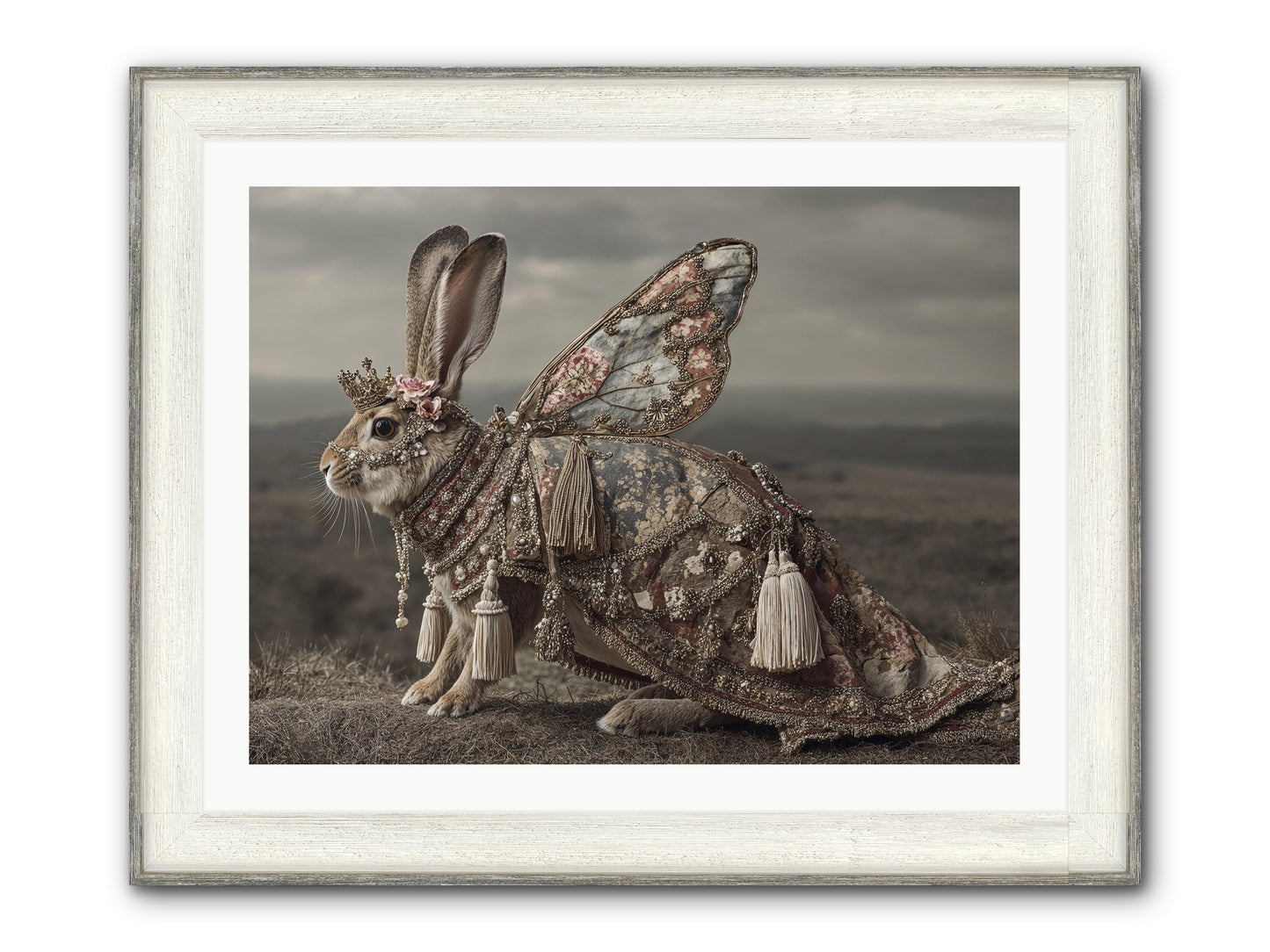 The Meadow At Nightfall Framed Print - Driftwood White 32x24