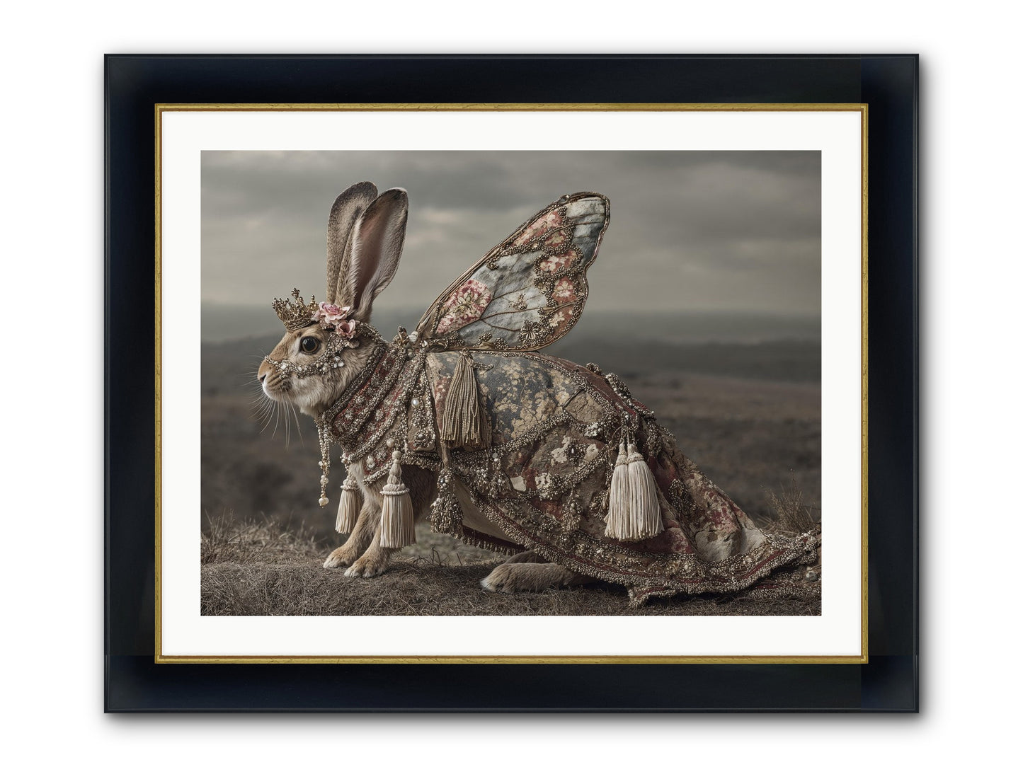 The Meadow At Nightfall Framed Print - Wide Black w/Gold 32x24