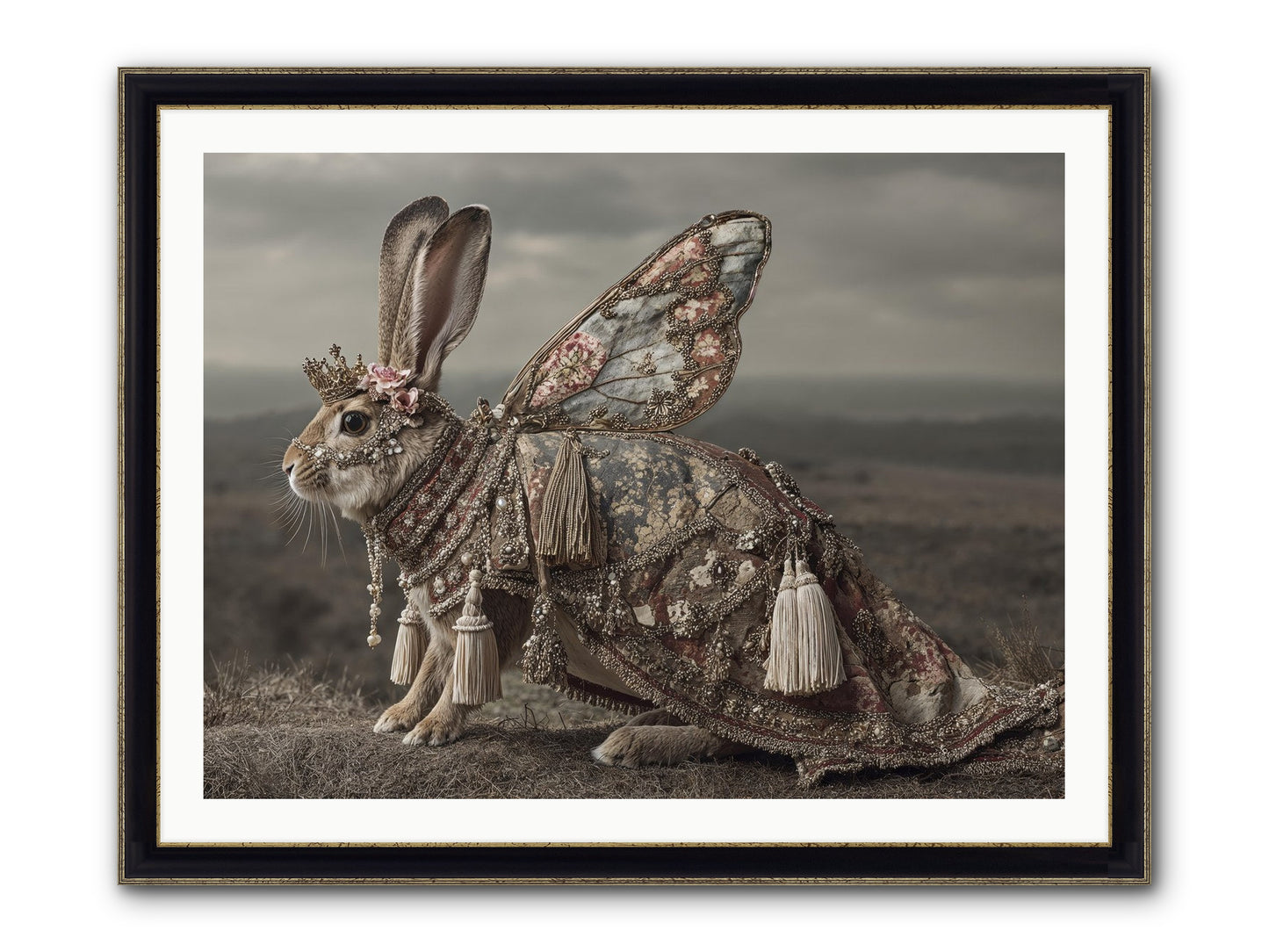 The Meadow At Nightfall Framed Print - Black & Gold 40x30