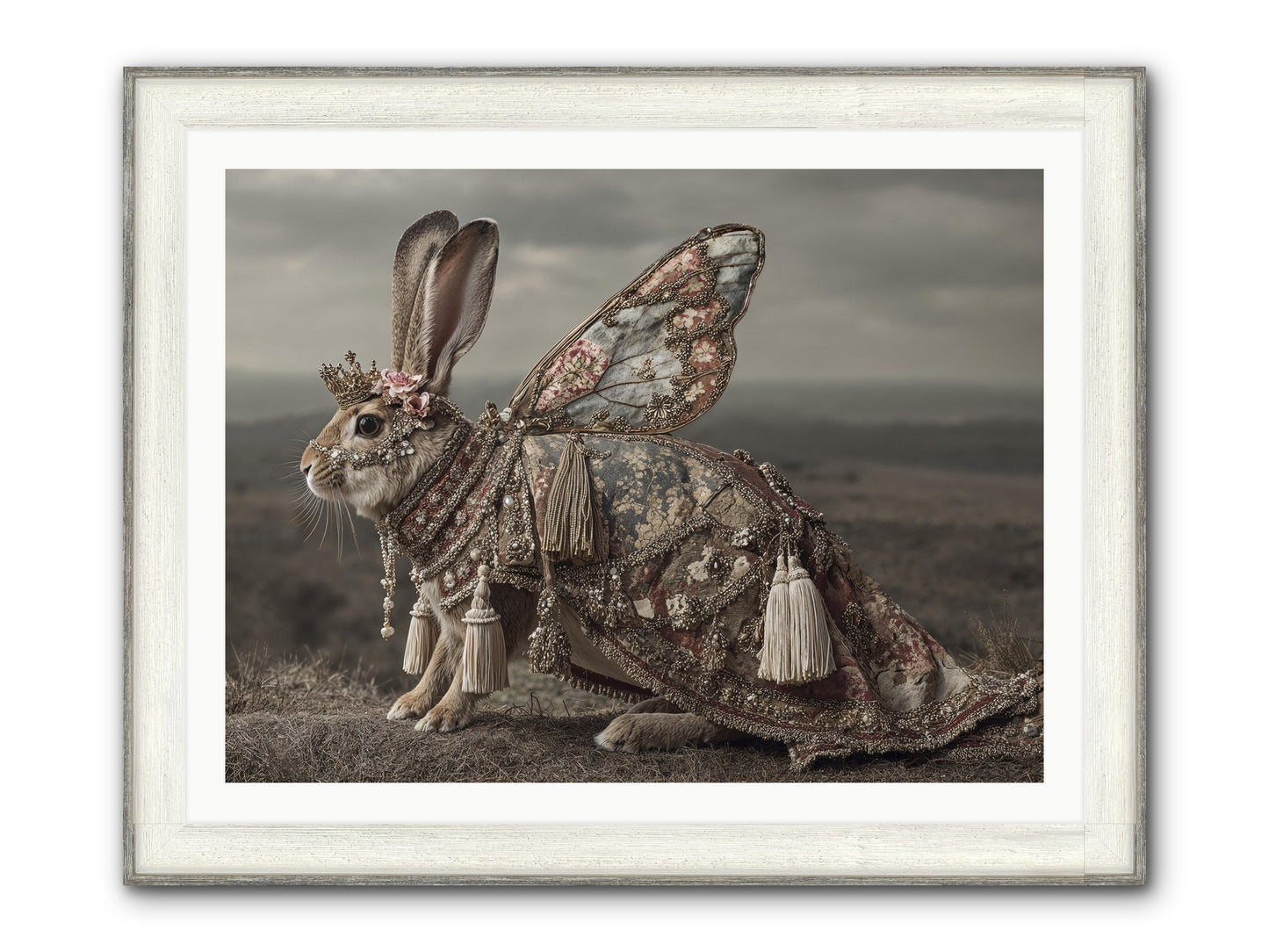 The Meadow At Nightfall Framed Print - Driftwood White 40x30