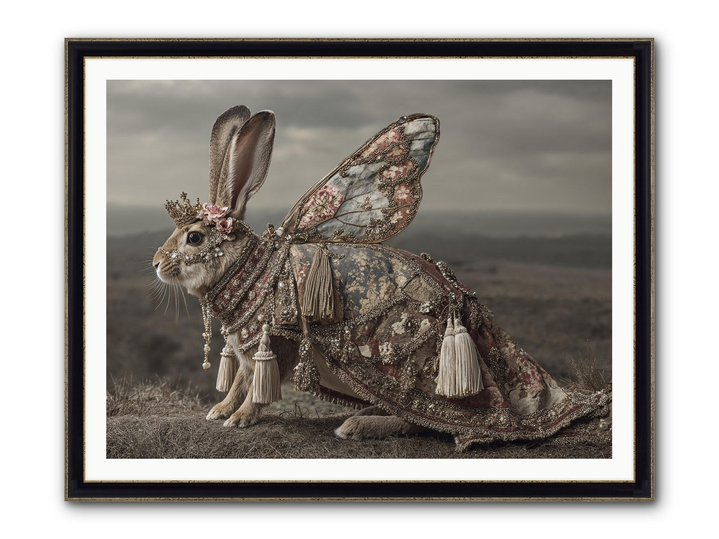 The Meadow At Nightfall Framed Print - Black & Gold 48x36
