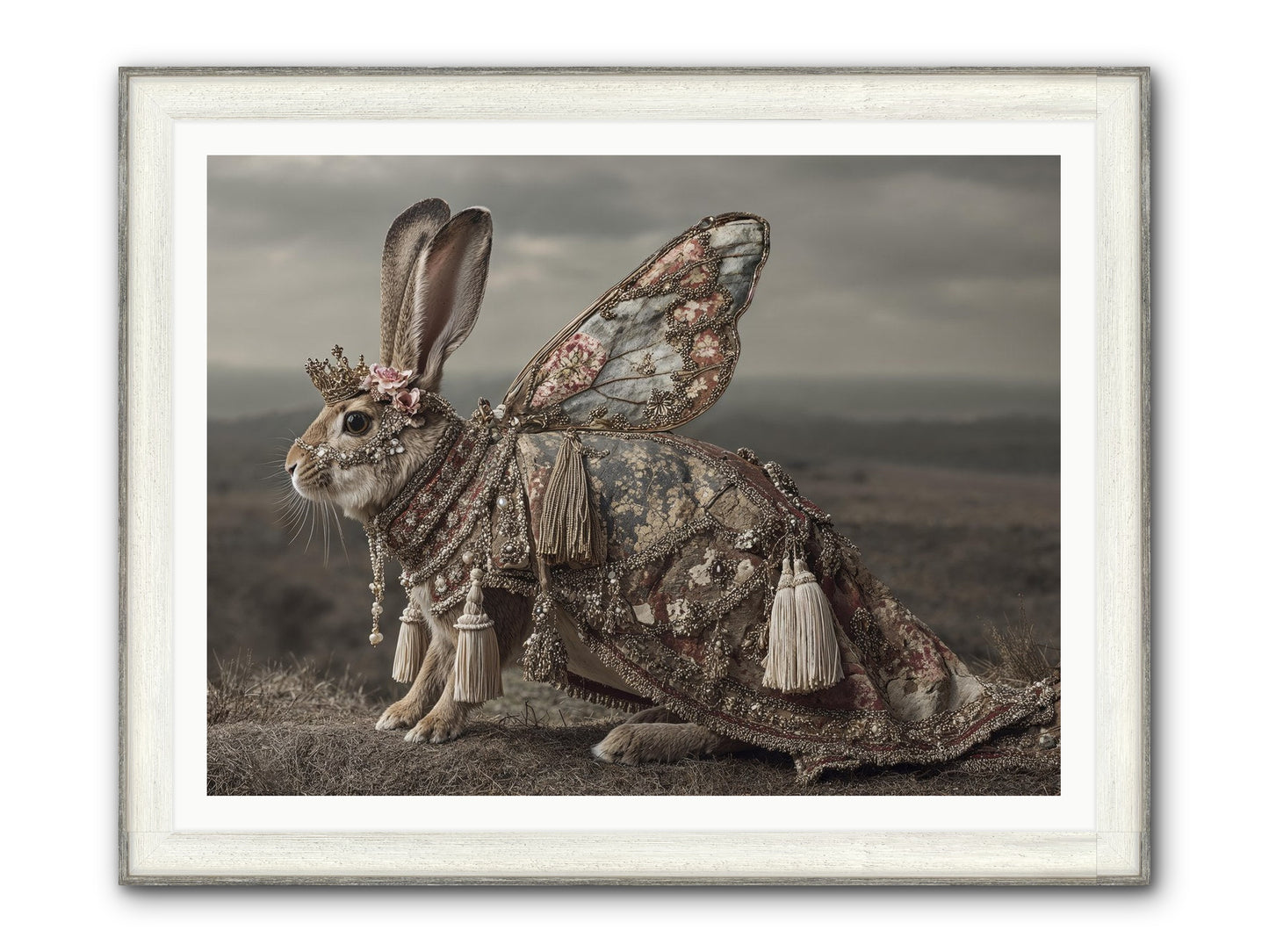 The Meadow At Nightfall Framed Print - Driftwood White 48x36