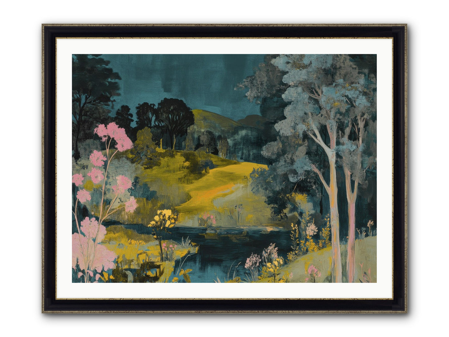 The Meadow Remembers Framed Print - Black & Gold 40x30