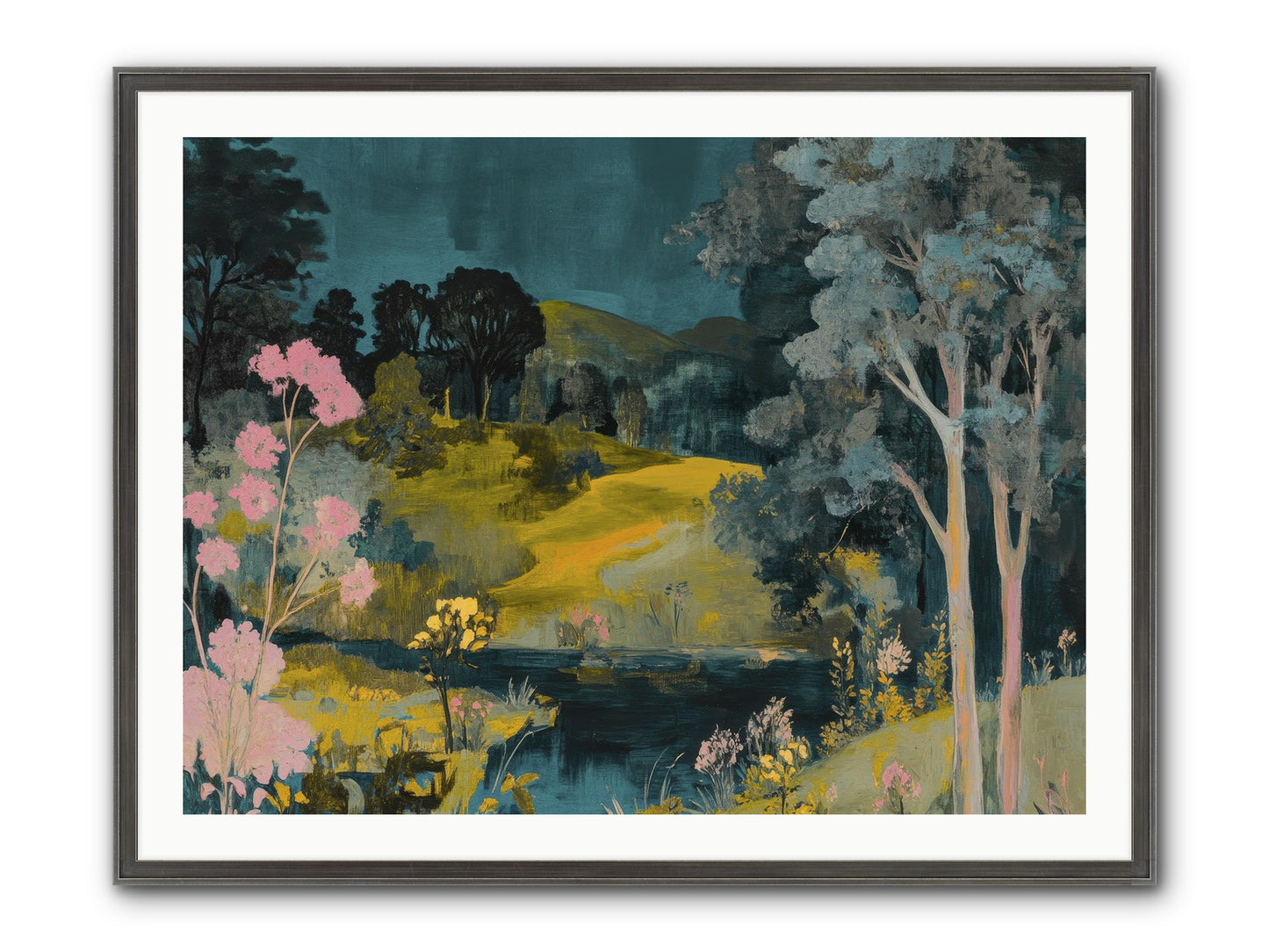 The Meadow Remembers Framed Print - Slimwoods Black/Silver 40x30