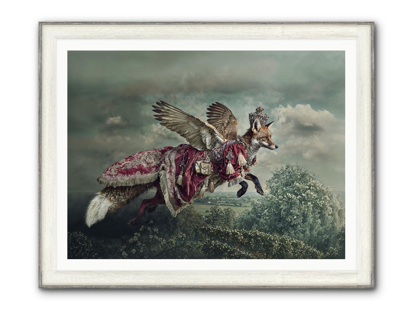 The Meadow Where You Waited Framed Print - Driftwood White 48x36