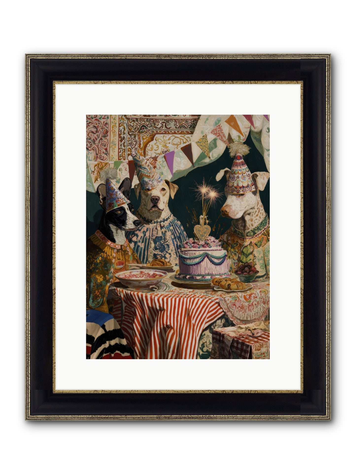 The Merry Gathering Framed Print - Black & Gold 12x16