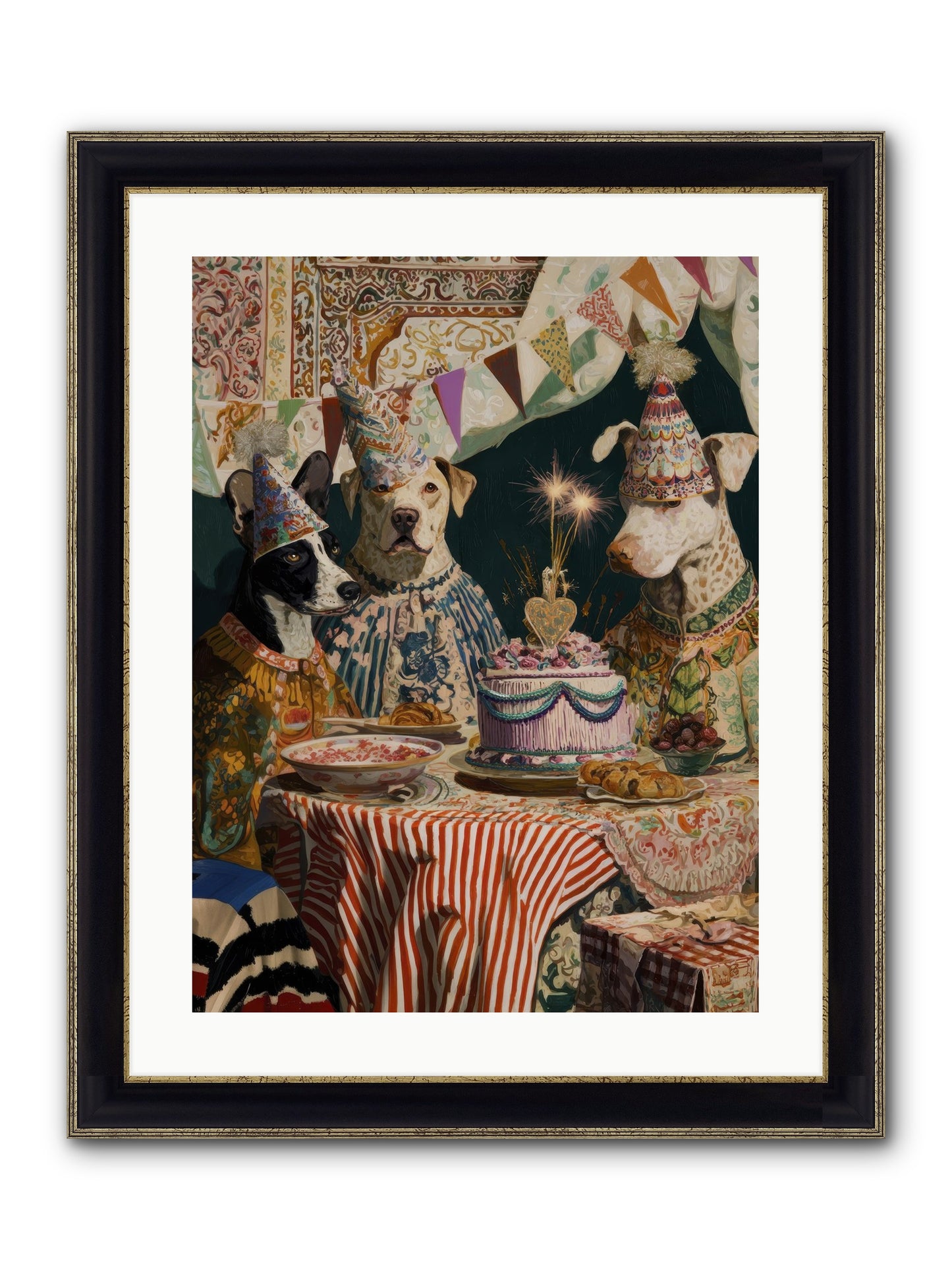 The Merry Gathering Framed Print - Black & Gold 18x24