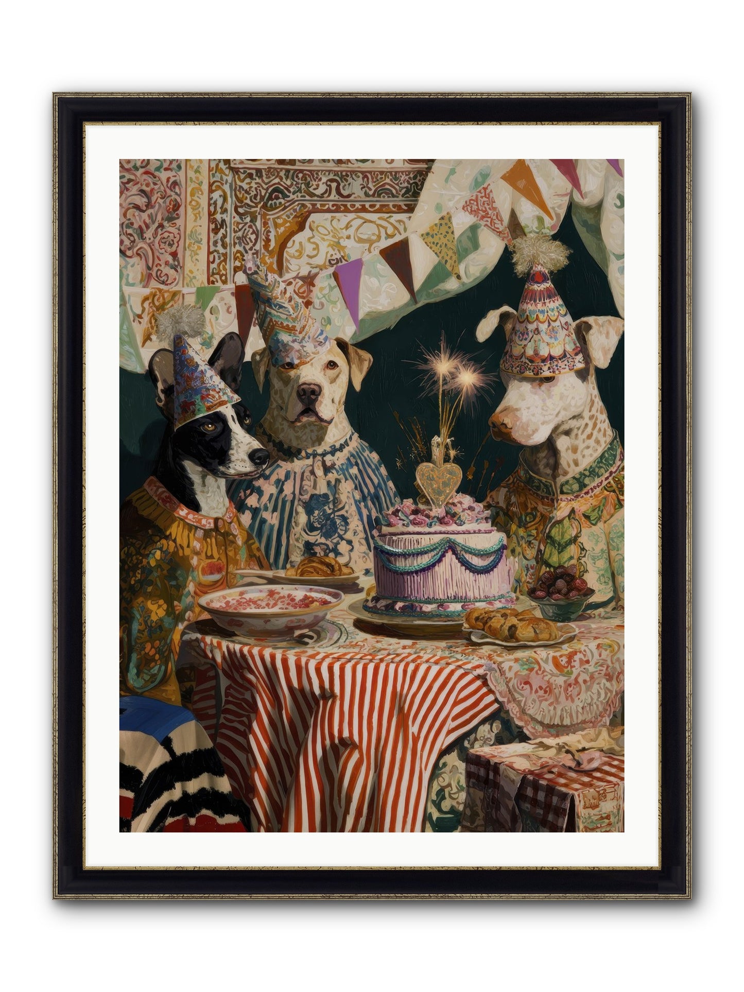 The Merry Gathering Framed Print - Black & Gold 30x40