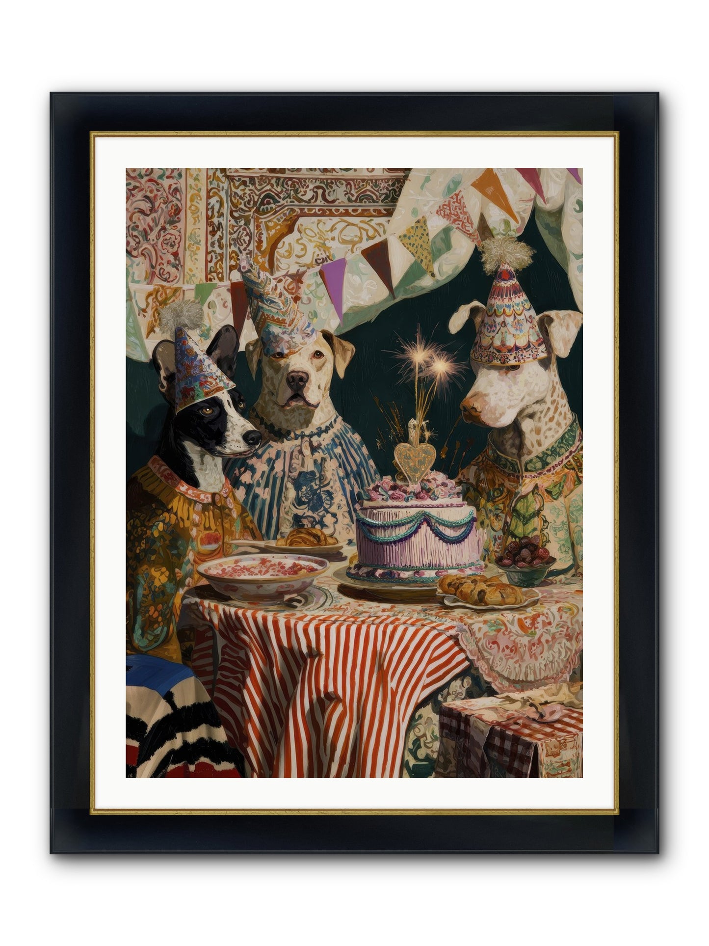 The Merry Gathering Framed Print - Wide Black w/Gold 30x40