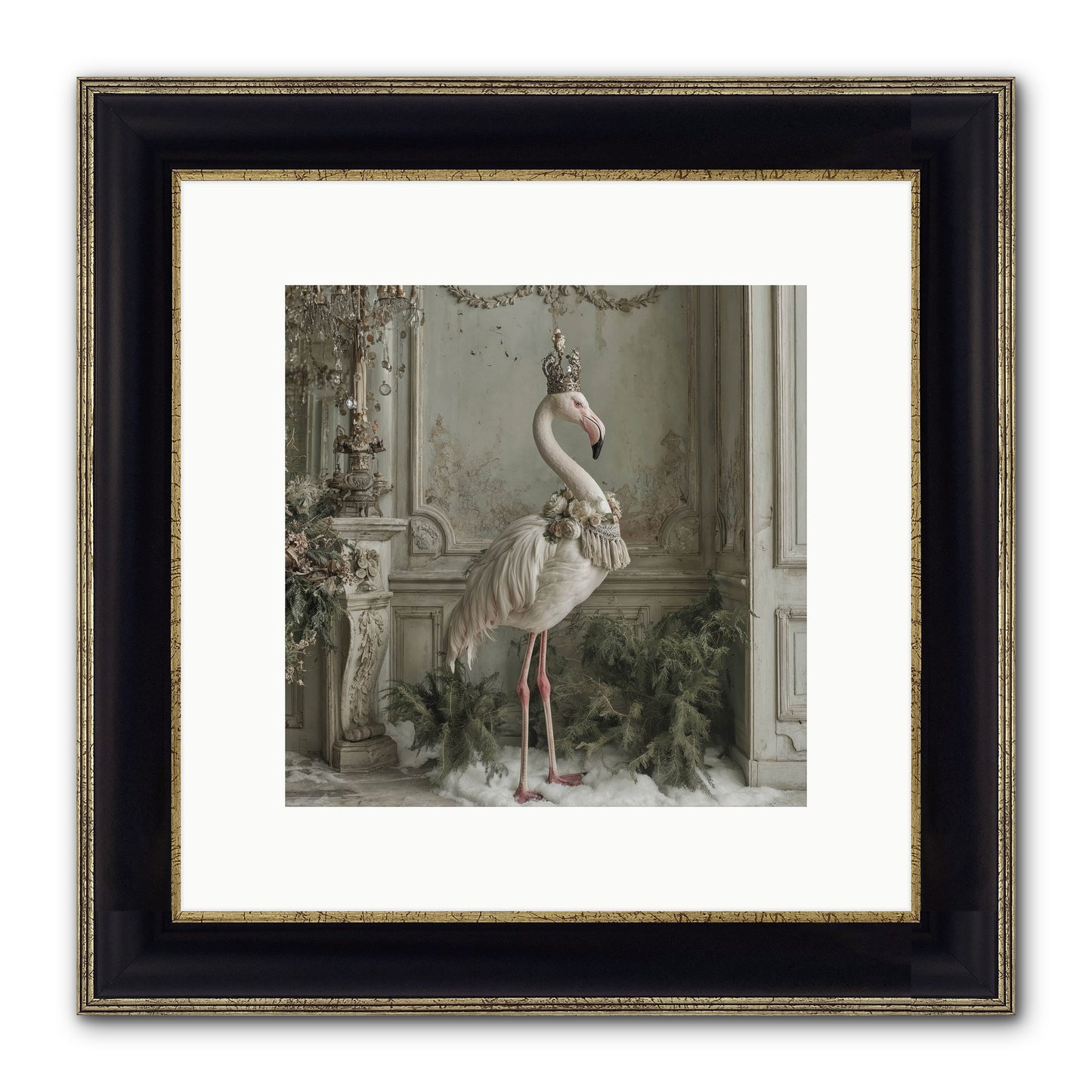 The Merry Mischief Of Snow Framed Print - Black & Gold 10x10