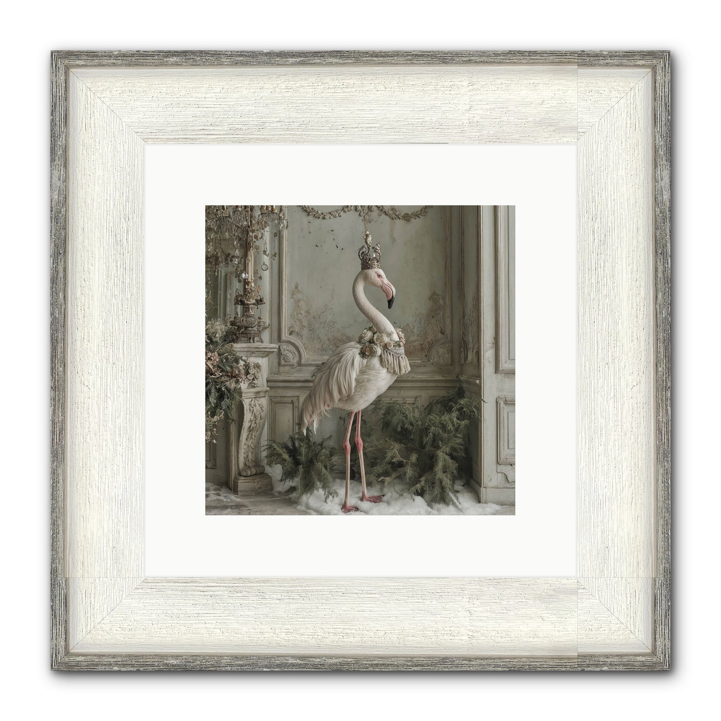 The Merry Mischief Of Snow Framed Print - Driftwood White 10x10