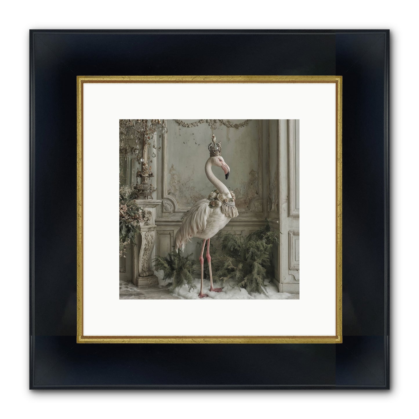 The Merry Mischief Of Snow Framed Print - Wide Black w/Gold 10x10