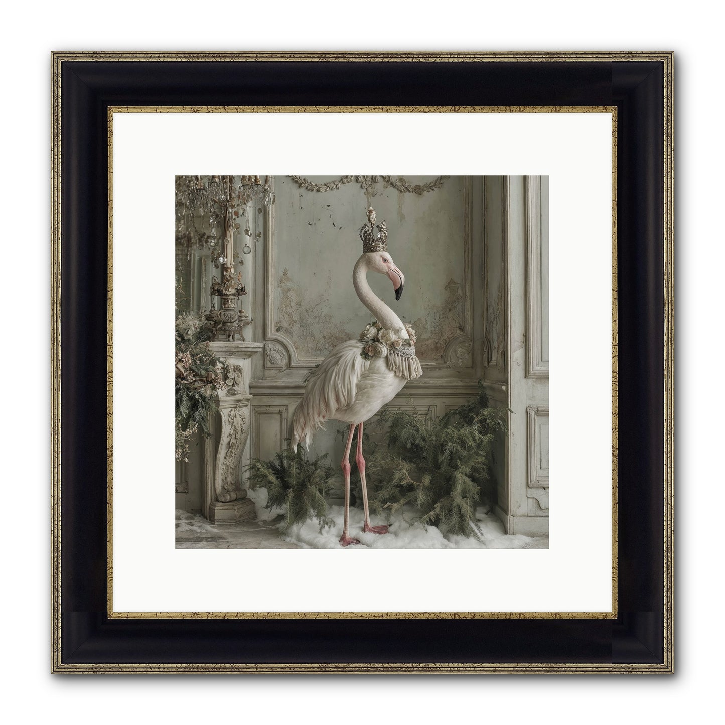 The Merry Mischief Of Snow Framed Print - Black & Gold 12x12