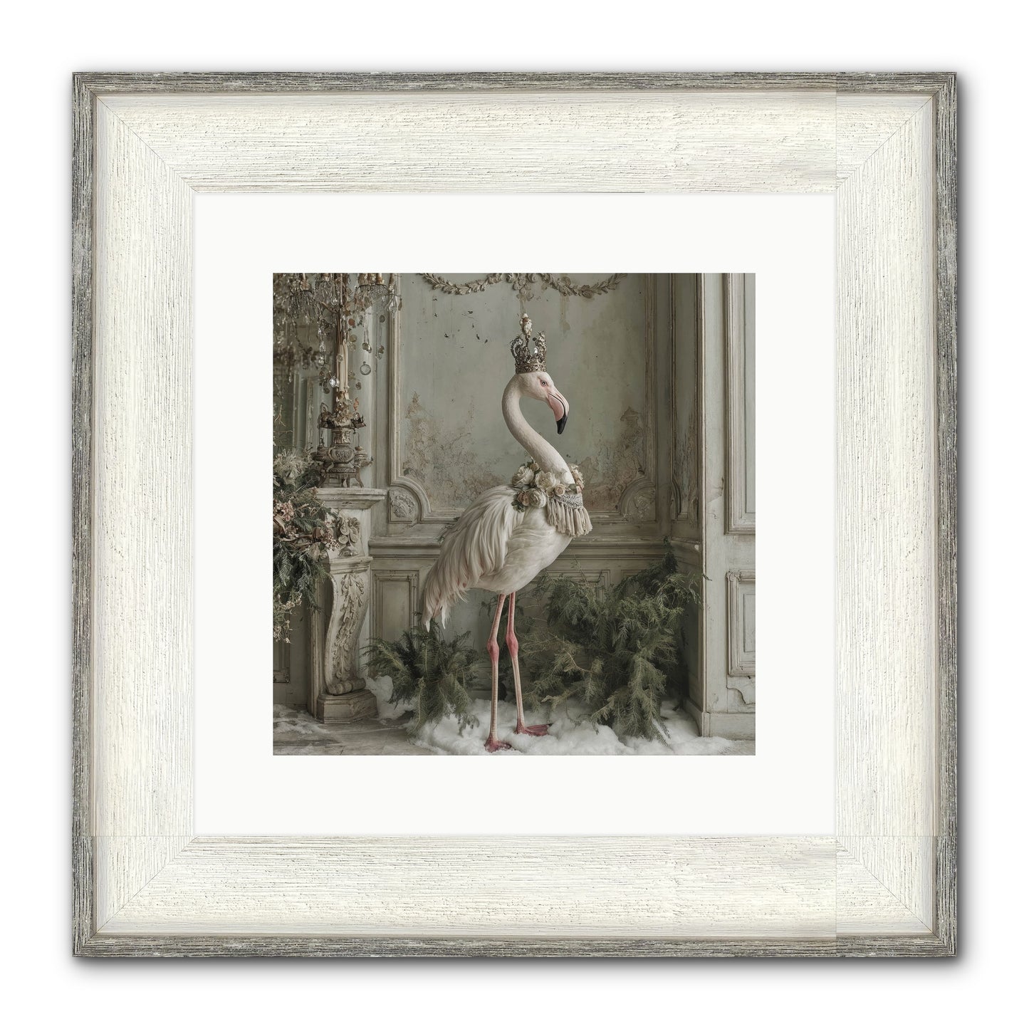 The Merry Mischief Of Snow Framed Print - Driftwood White 12x12