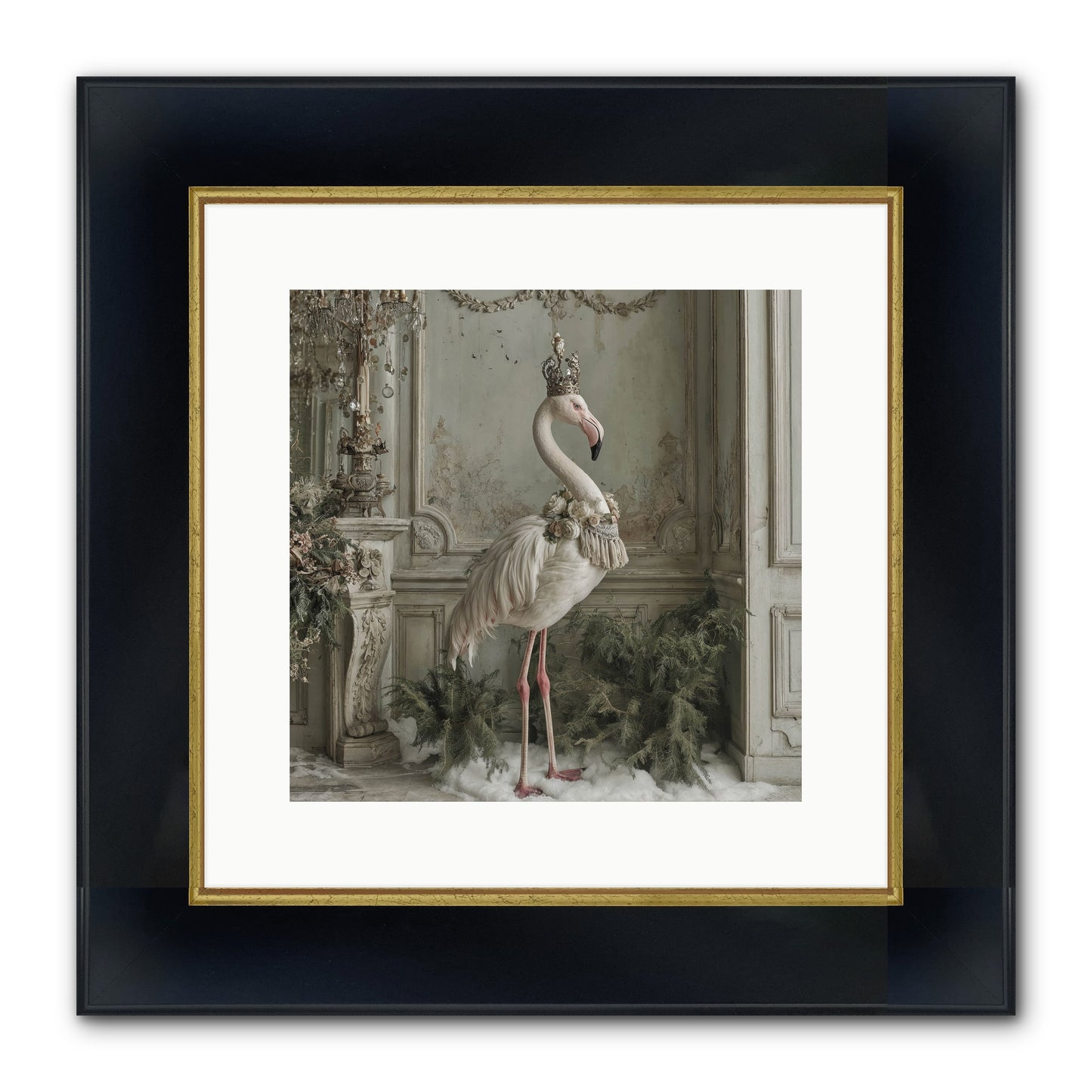 The Merry Mischief Of Snow Framed Print - Wide Black w/Gold 12x12