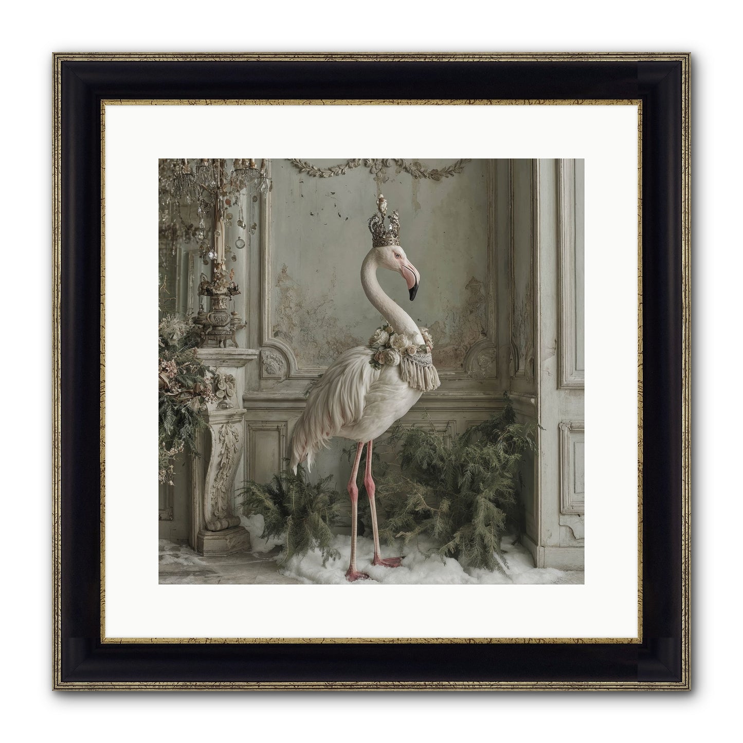 The Merry Mischief Of Snow Framed Print - Black & Gold 16x16