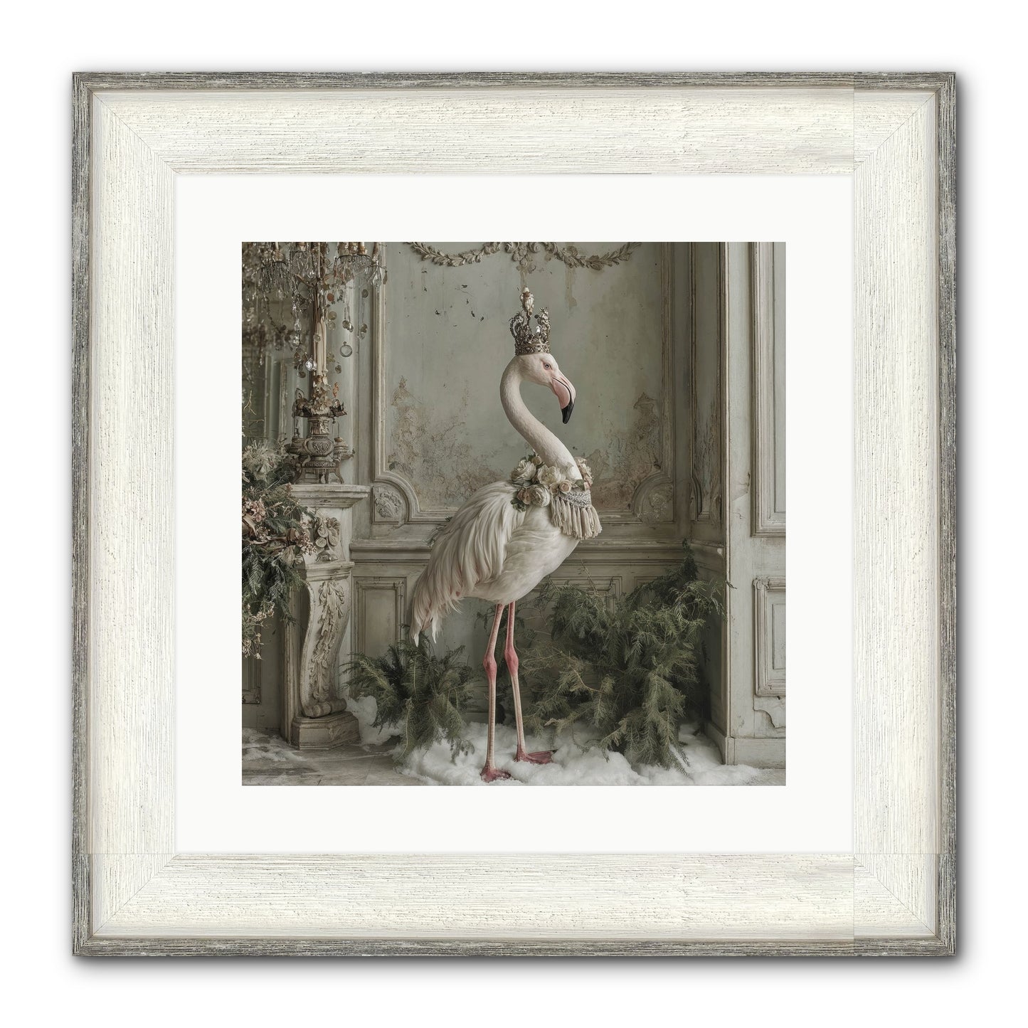 The Merry Mischief Of Snow Framed Print - Driftwood White 16x16