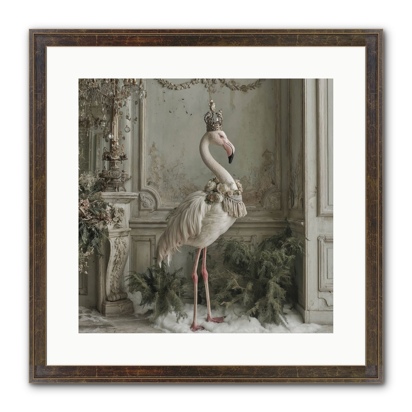 The Merry Mischief Of Snow Framed Print - Slimwoods Black/Gold 16x16