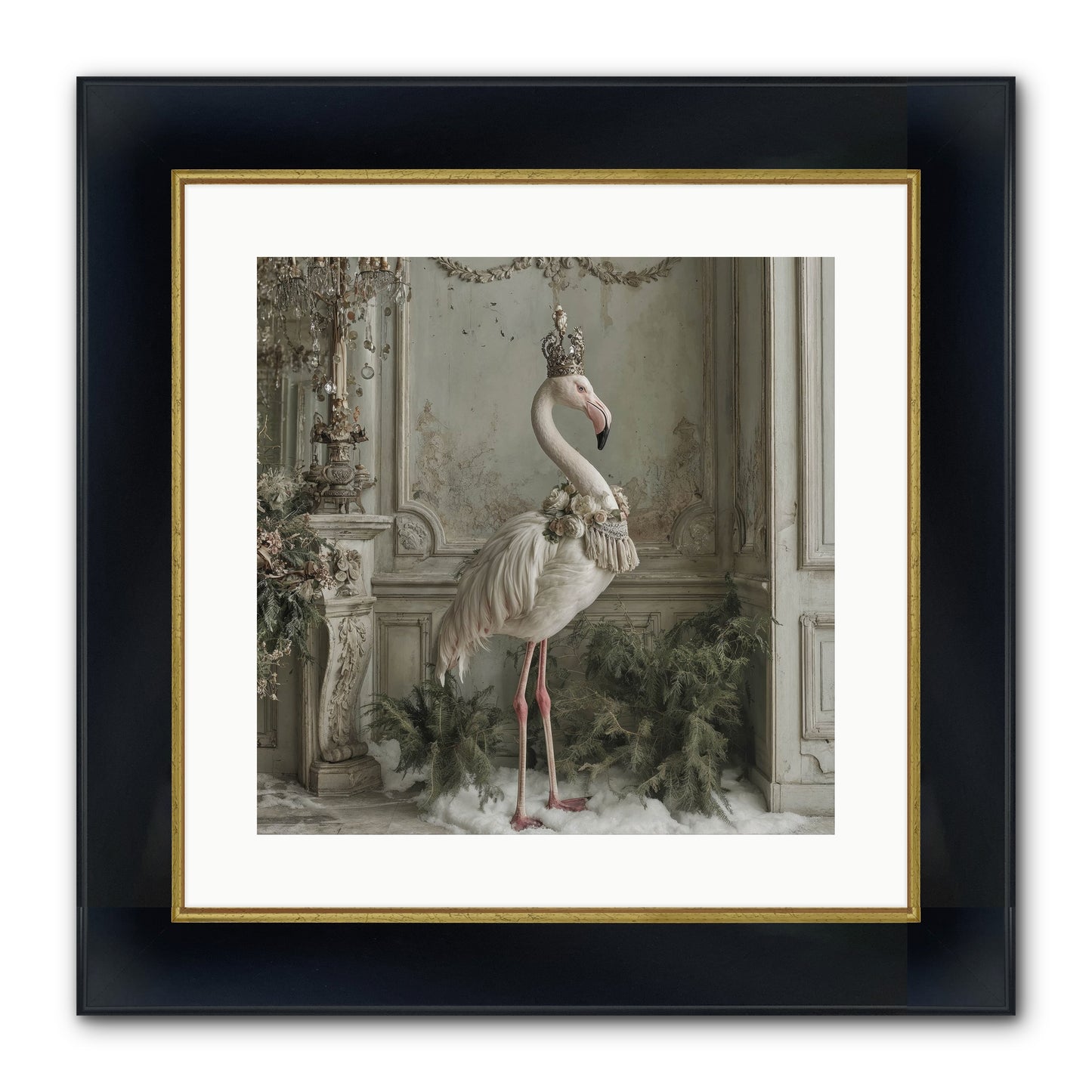 The Merry Mischief Of Snow Framed Print - Wide Black w/Gold 16x16