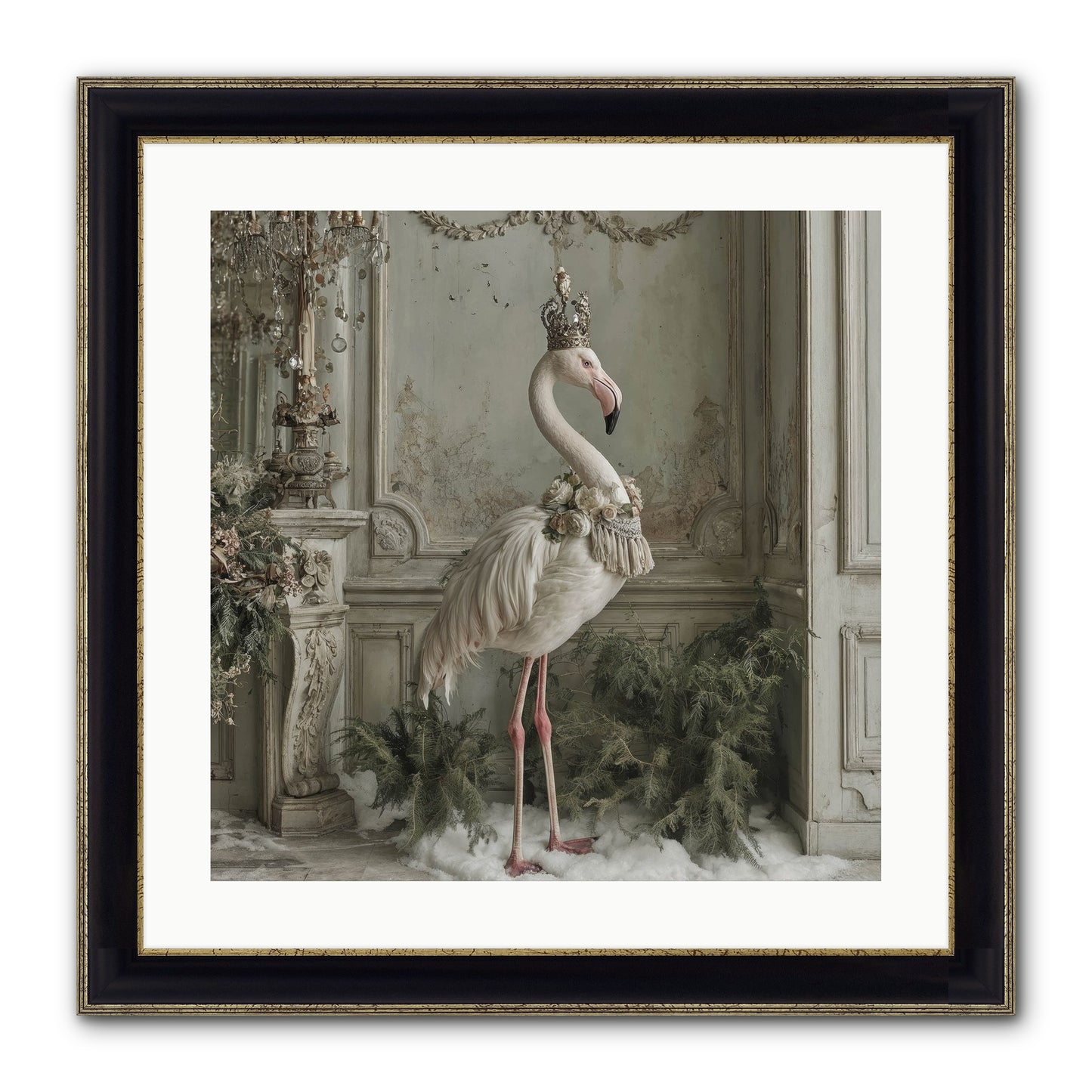 The Merry Mischief Of Snow Framed Print - Black & Gold 20x20