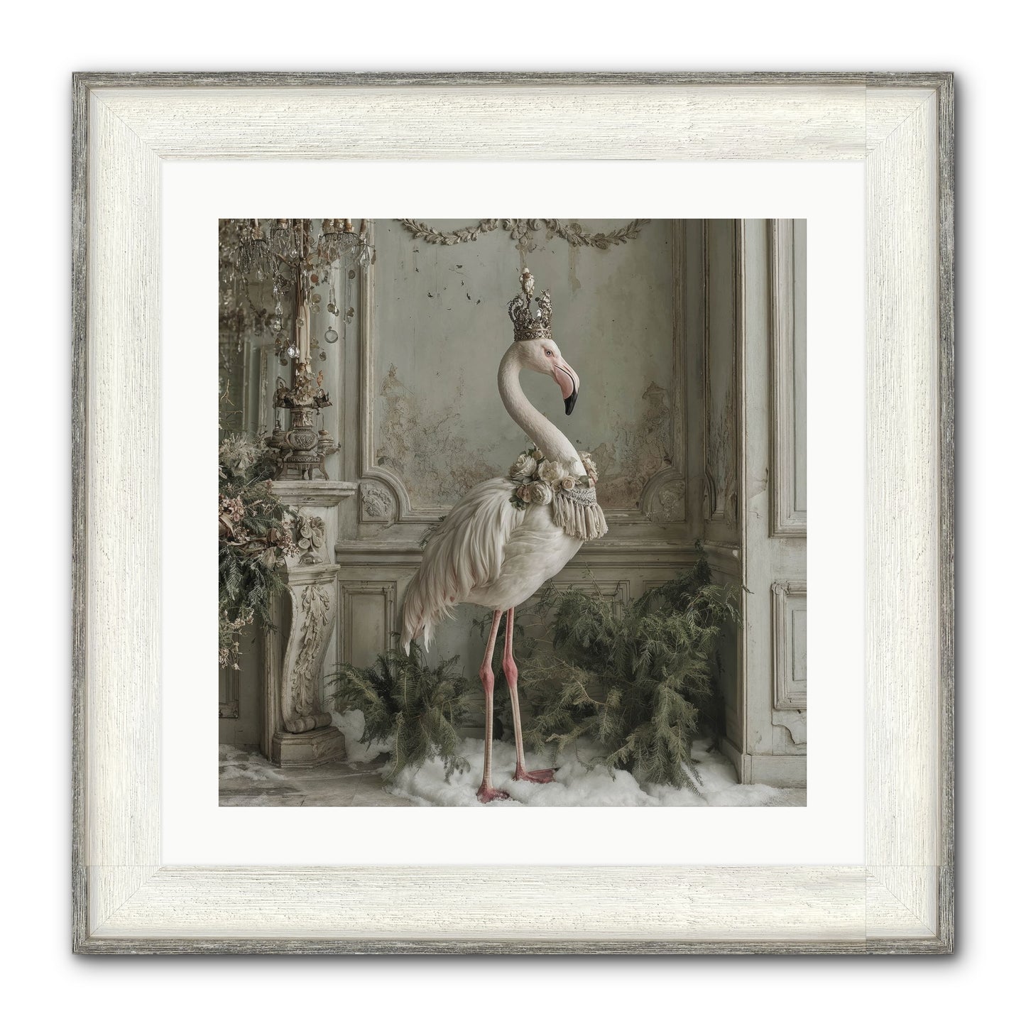 The Merry Mischief Of Snow Framed Print - Driftwood White 20x20