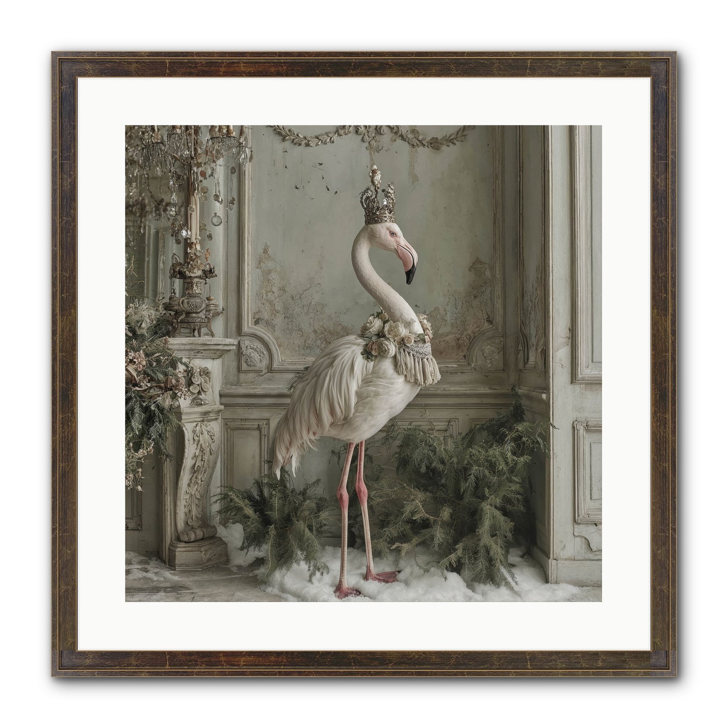 The Merry Mischief Of Snow Framed Print - Slimwoods Black/Gold 20x20