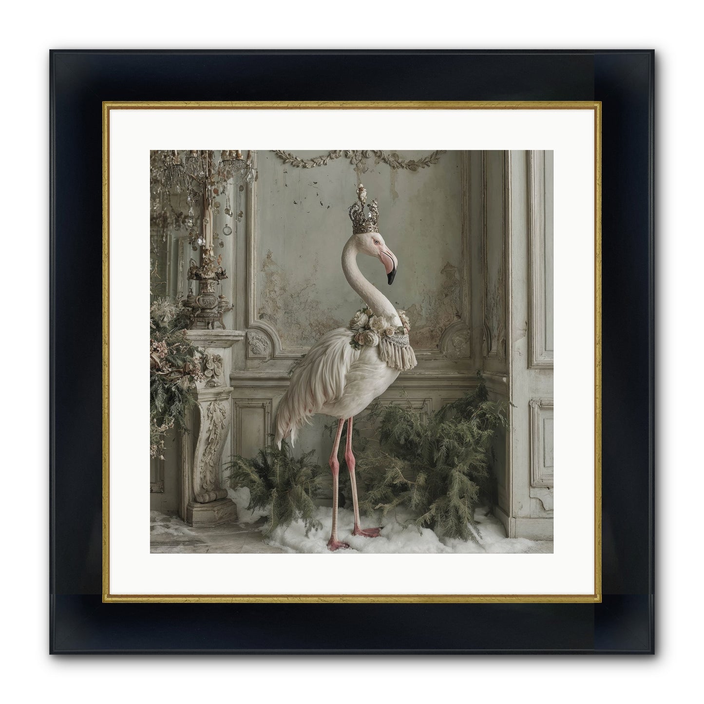 The Merry Mischief Of Snow Framed Print - Wide Black w/Gold 20x20