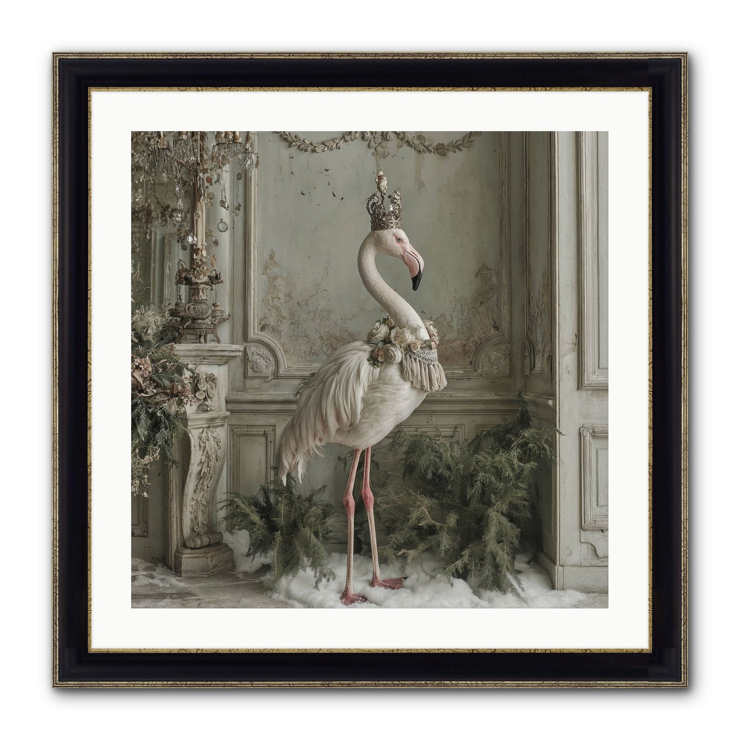 The Merry Mischief Of Snow Framed Print - Black & Gold 24x24