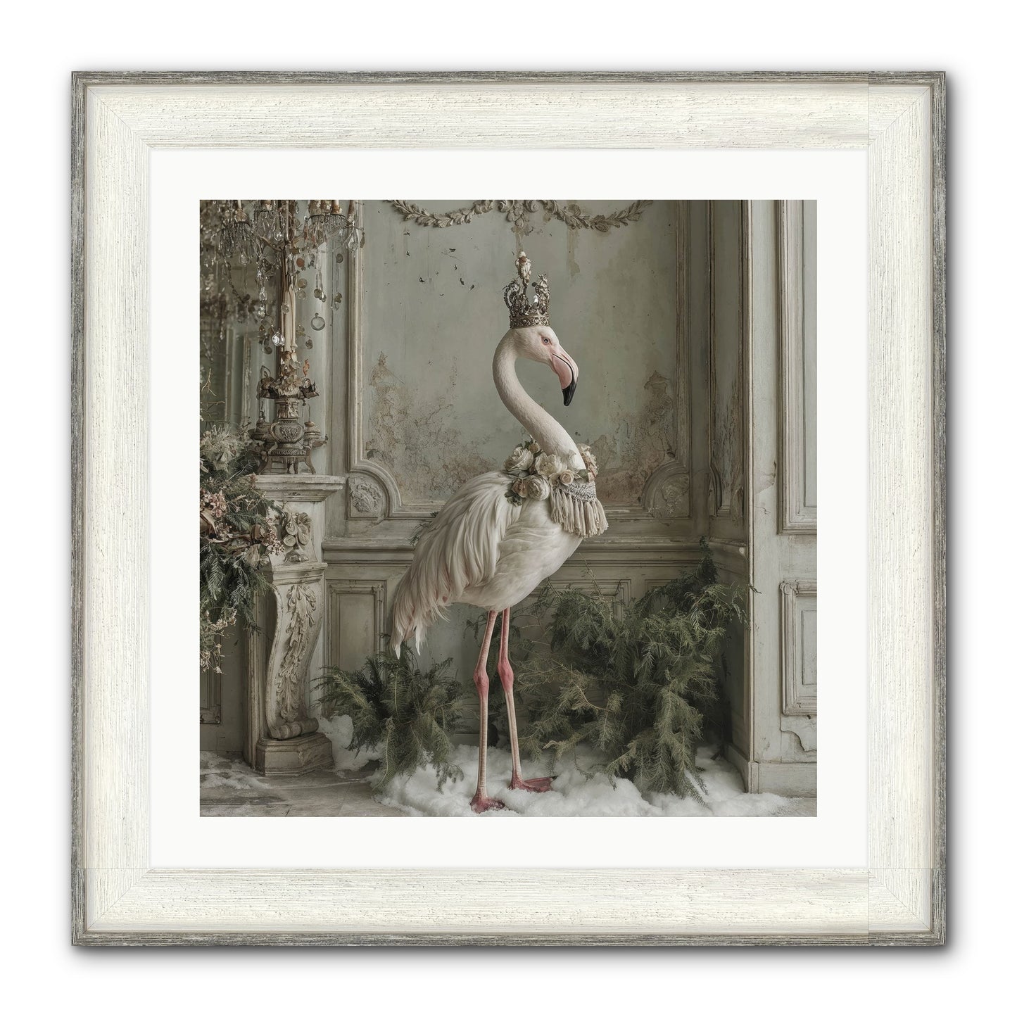 The Merry Mischief Of Snow Framed Print - Driftwood White 24x24
