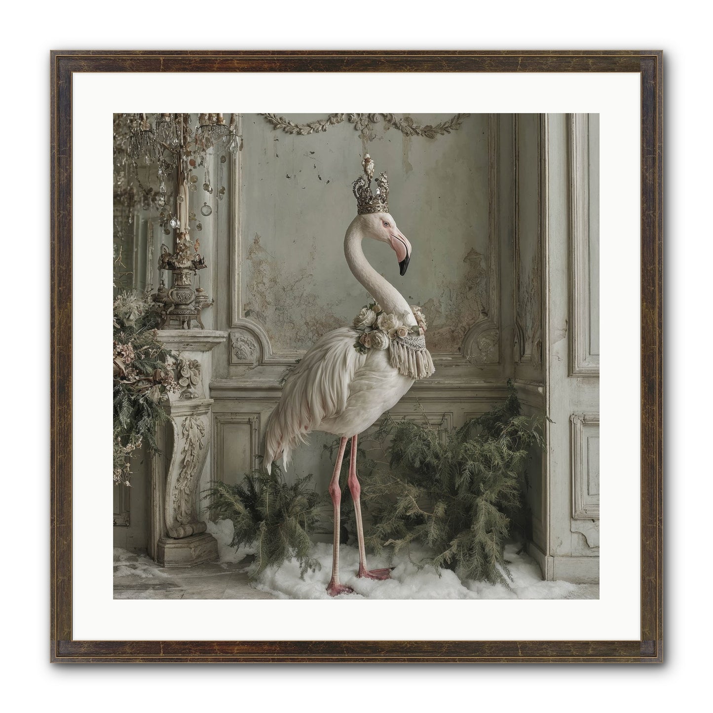 The Merry Mischief Of Snow Framed Print - Slimwoods Black/Gold 24x24