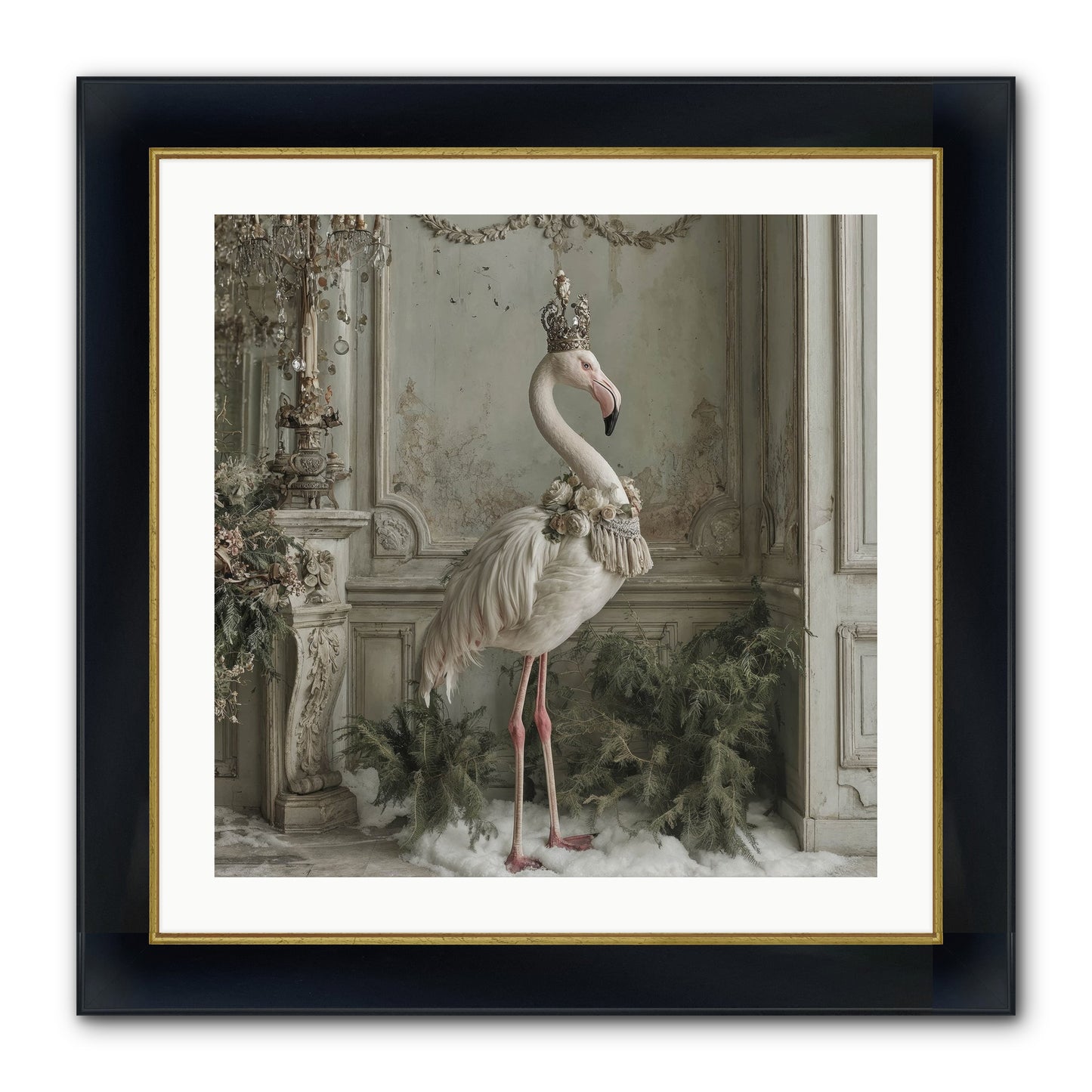 The Merry Mischief Of Snow Framed Print - Wide Black w/Gold 24x24