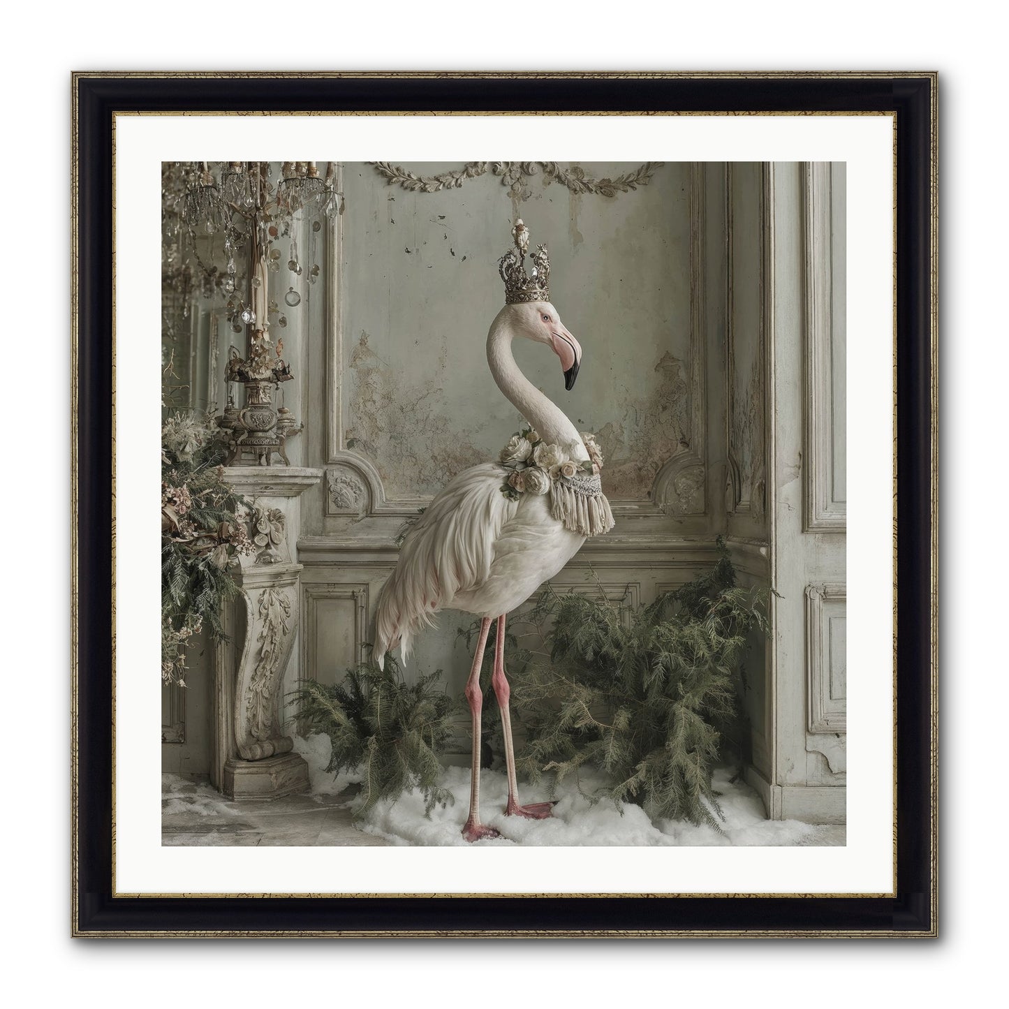 The Merry Mischief Of Snow Framed Print - Black & Gold 30x30