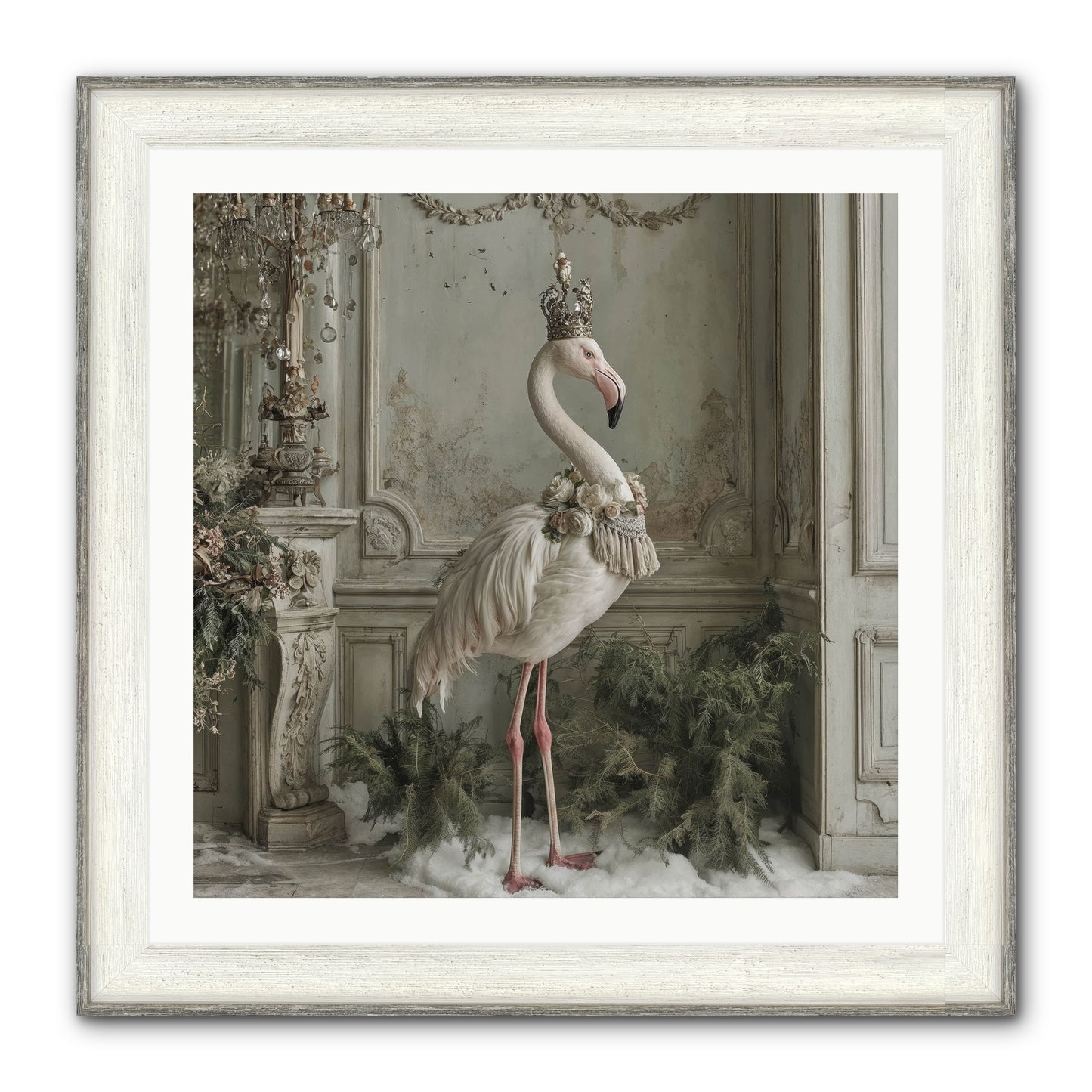 The Merry Mischief Of Snow Framed Print - Driftwood White 30x30