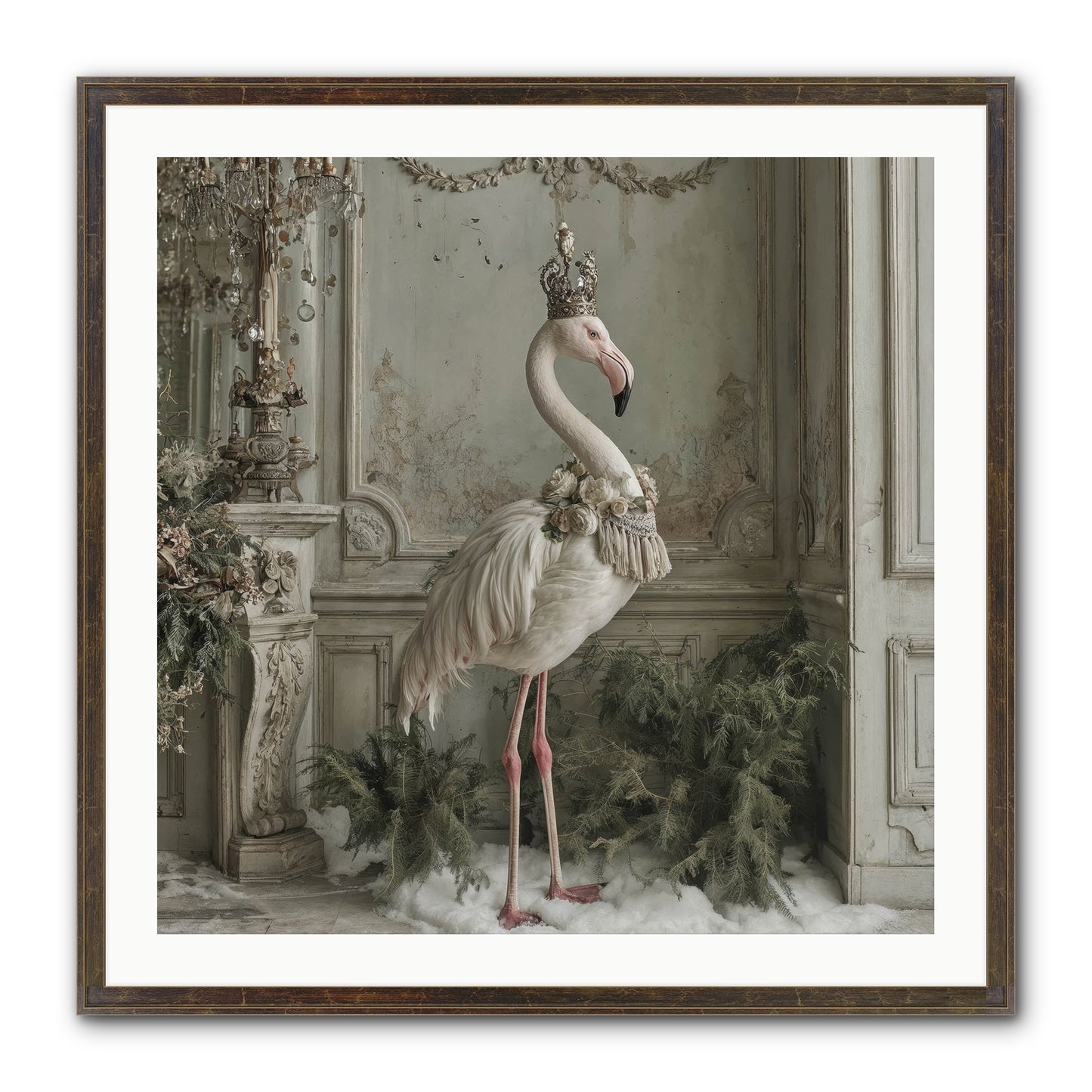 The Merry Mischief Of Snow Framed Print - Slimwoods Black/Gold 30x30