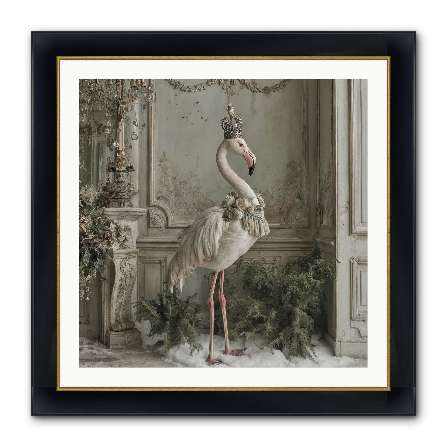 The Merry Mischief Of Snow Framed Print - Wide Black w/Gold 30x30