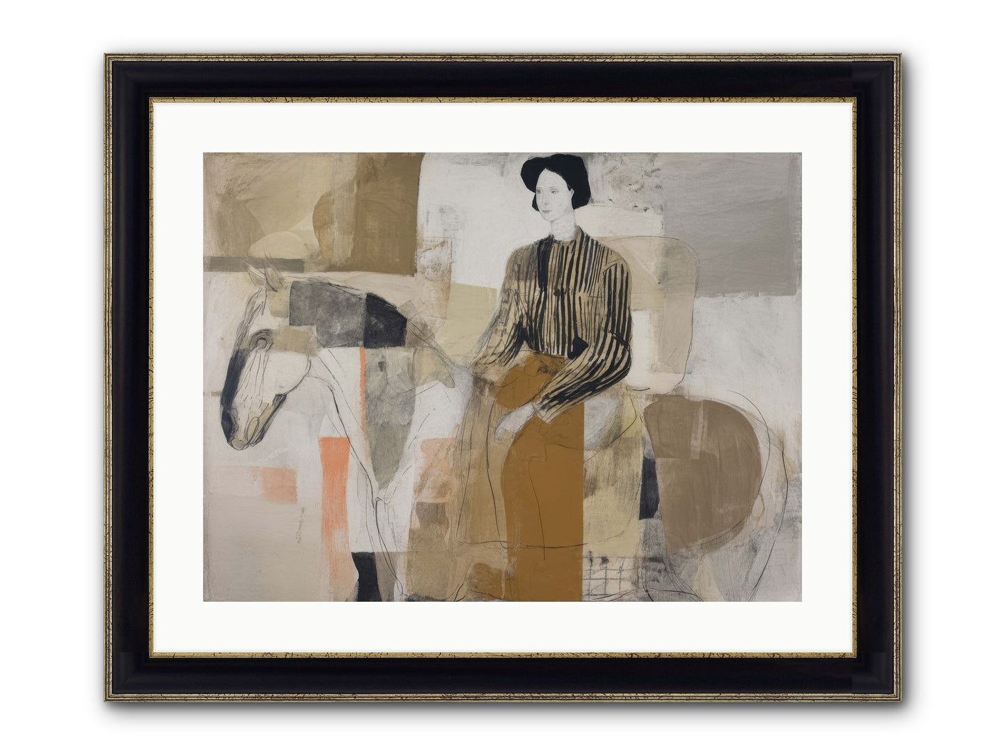 The Moment Stretched Infinite Framed Print - Black & Gold 24x18