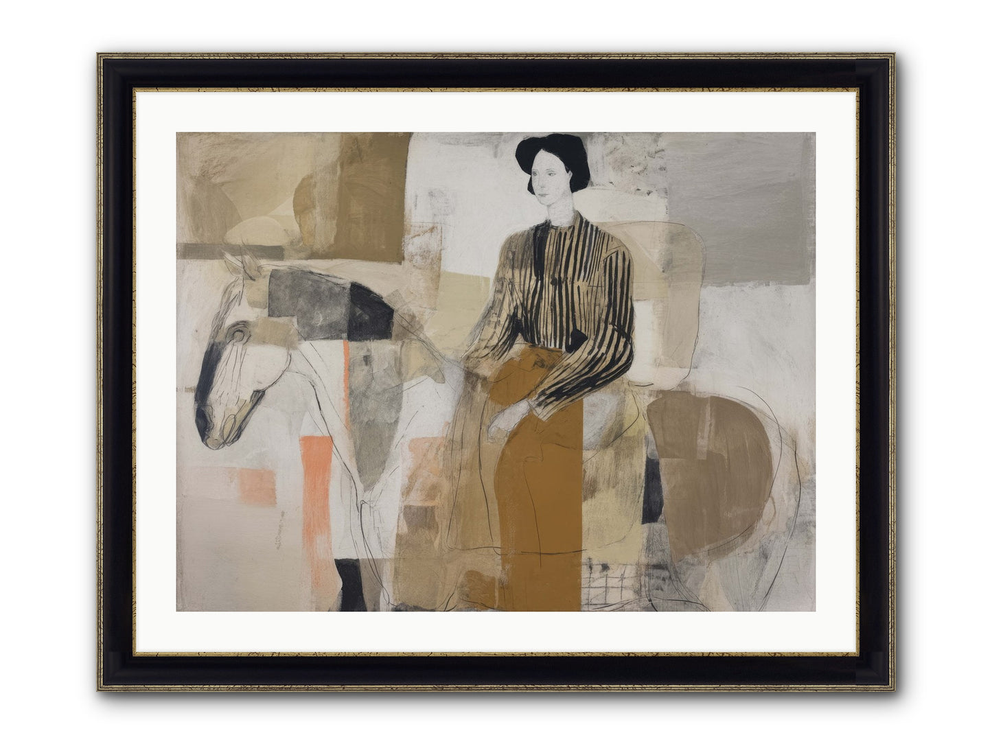 The Moment Stretched Infinite Framed Print - Black & Gold 32x24